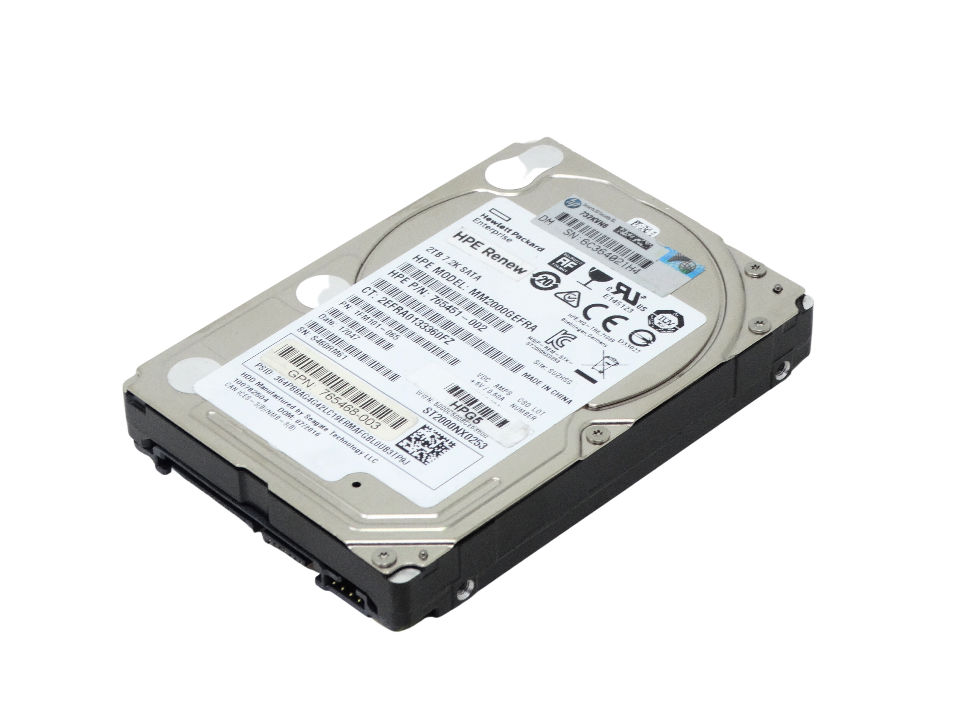 HP Enterprise 2TB 7.2K SATA 6Gbps 2.5'' SFF HDD Hard Drive (765451-002)