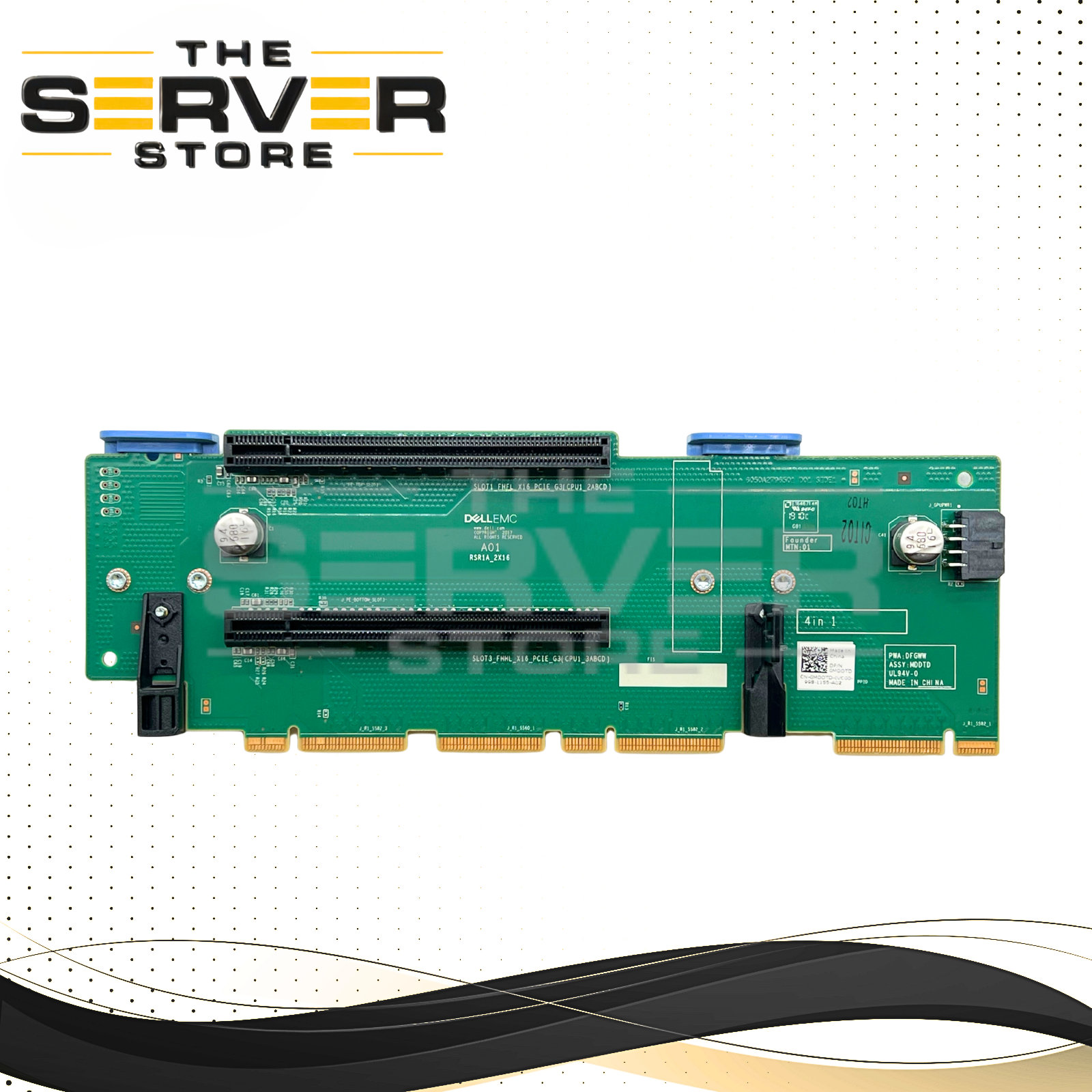 Dell PowerEdge Server R740 / R740XD Riser 1A, 2x PCIe x16 Slots (4 in 1 Configuration). P/N: MDDTD, 0MDDTD.