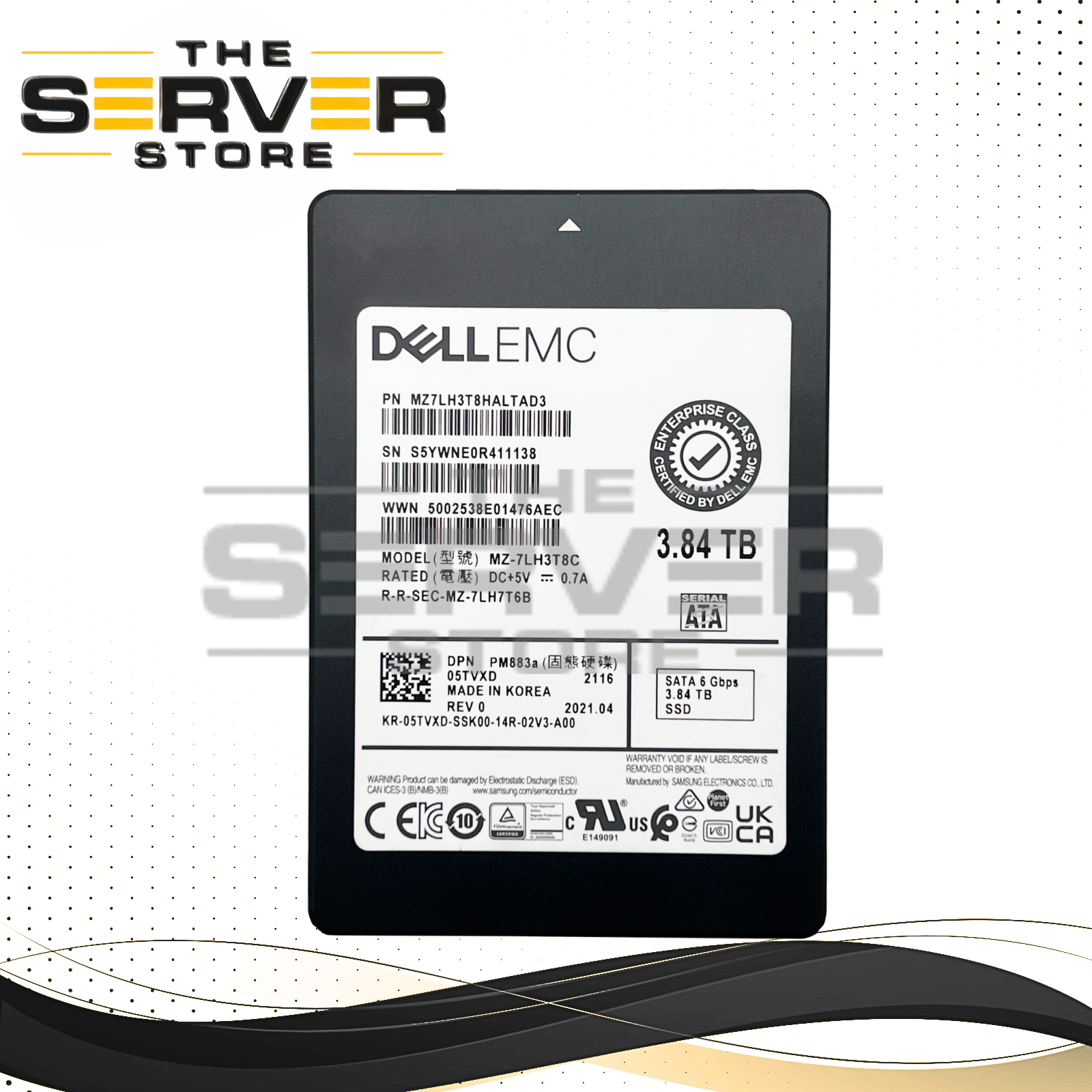 Samsung 3.84TB SATA 6G RI SFF 2.5" SSD PM883a MZ-7LH3T8C MZ7LH3T8HALTAD3