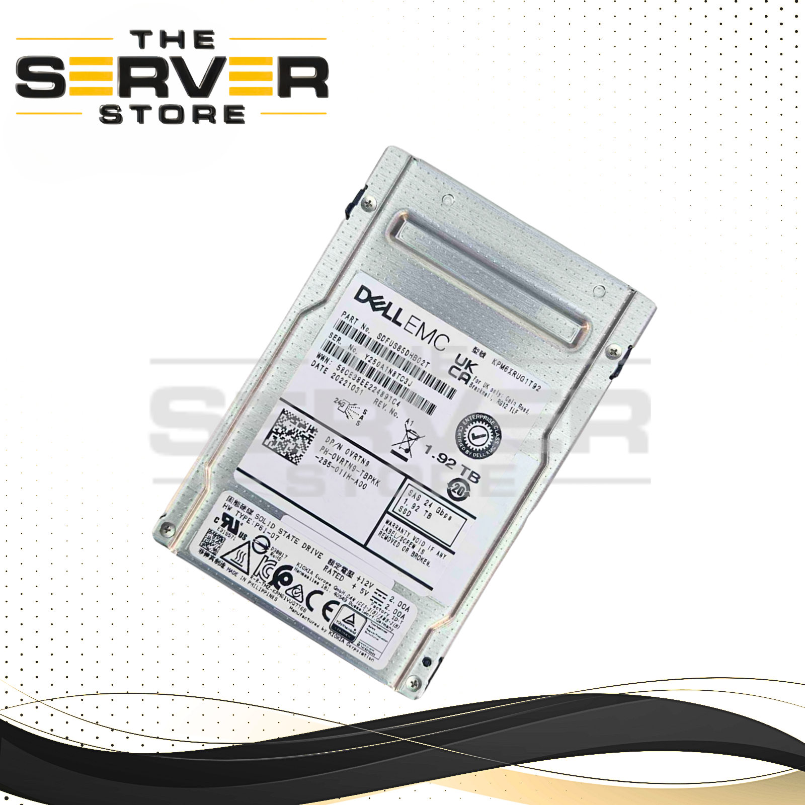 Dell EMC 1.92TB SAS 24G RI SFF 2.5" SSD Kioxia PM6-R KPM6XRUG1T92 0VRTN9 VRTN9