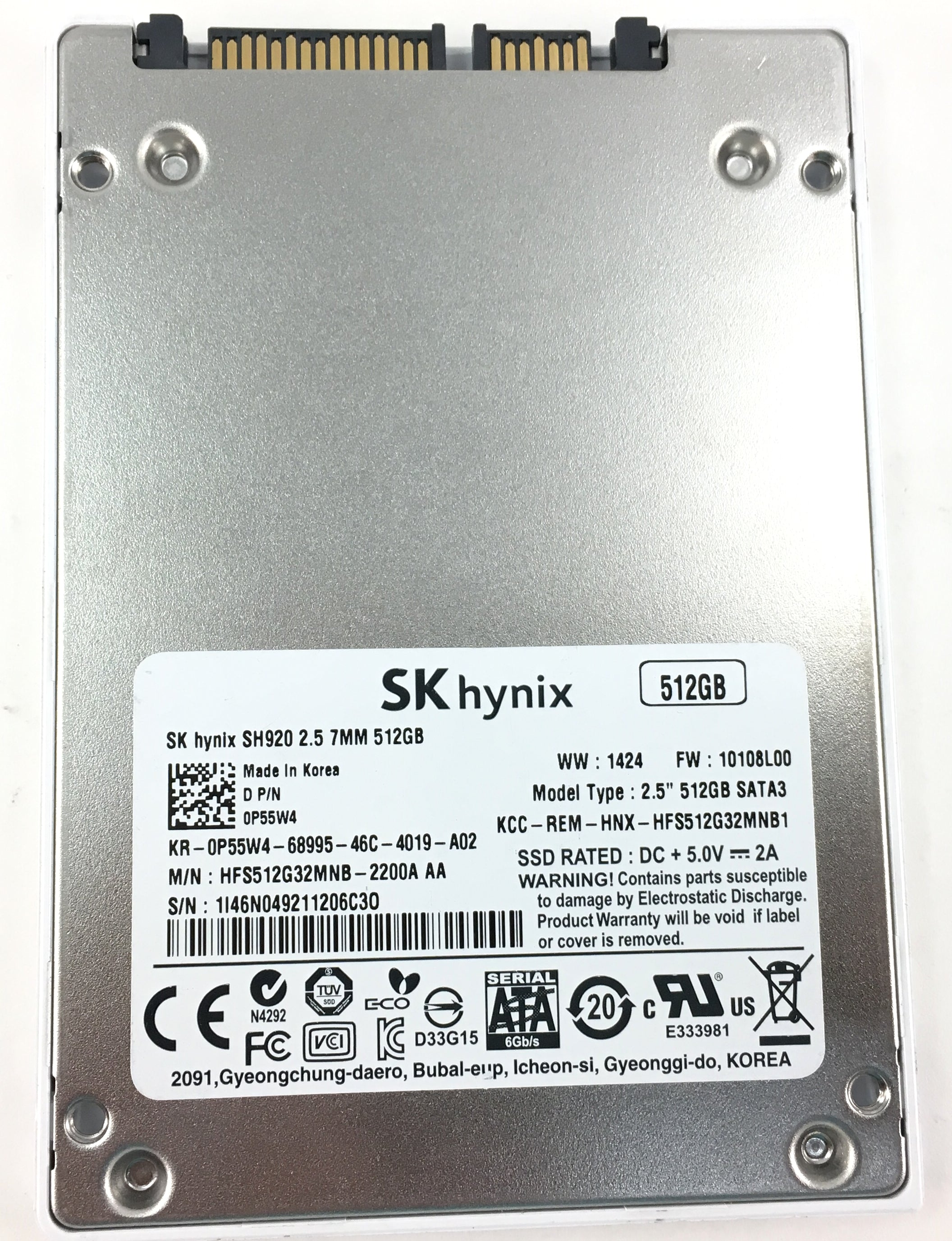 Dell SK Hynix SH920 512GB 6Gbps SATA 2.5'' SSD Solid State Drive SSD (0P55W4)