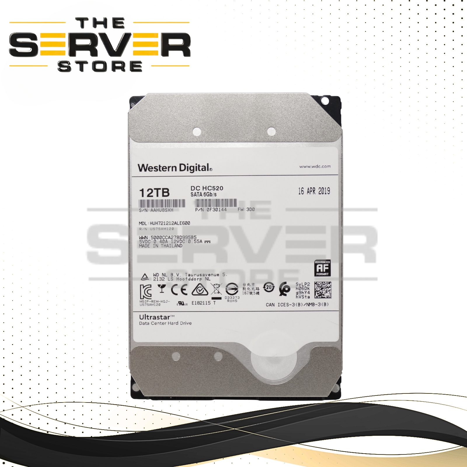 Western Digital 12TB SATA 6G 7.2K 3.5" HDD Ultrastar DC HC520 HUH721212ALE600 HUH721212ALE600