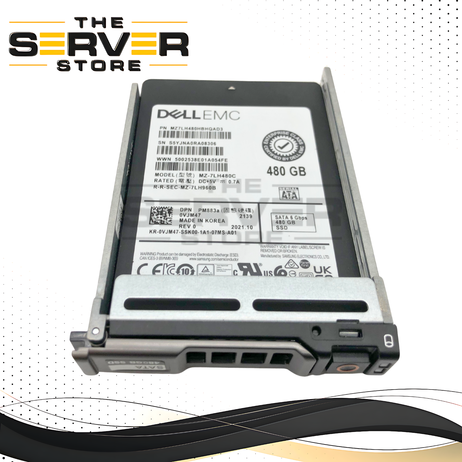 Dell Samsung PM883a 480GB SATA 6Gbps 2.5" Solid State Drive (SSD). Includes Drive Tray. P/N: 0VJM47, VJM47.