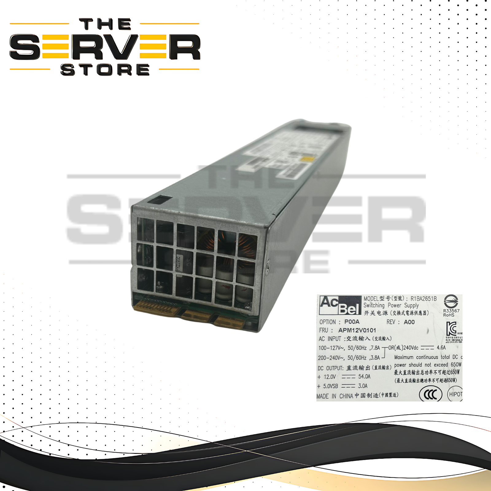 AcBel R1BA2651B 650W 80 Plus Platinum Server Power Supply PSU APM12V0101