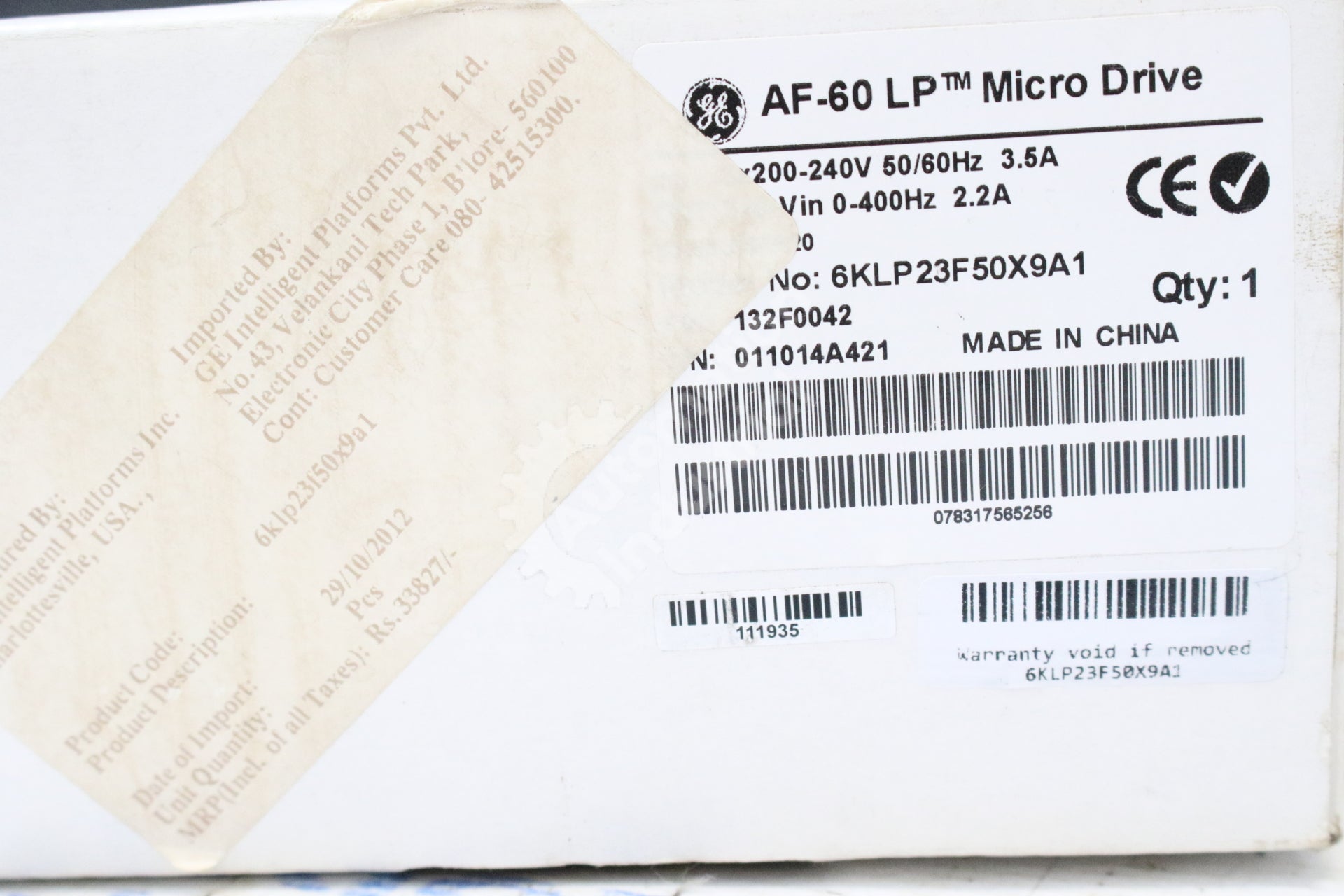General Electric 6KLP23F50X9A1 3-Phase AF60 Micro Drive NEW