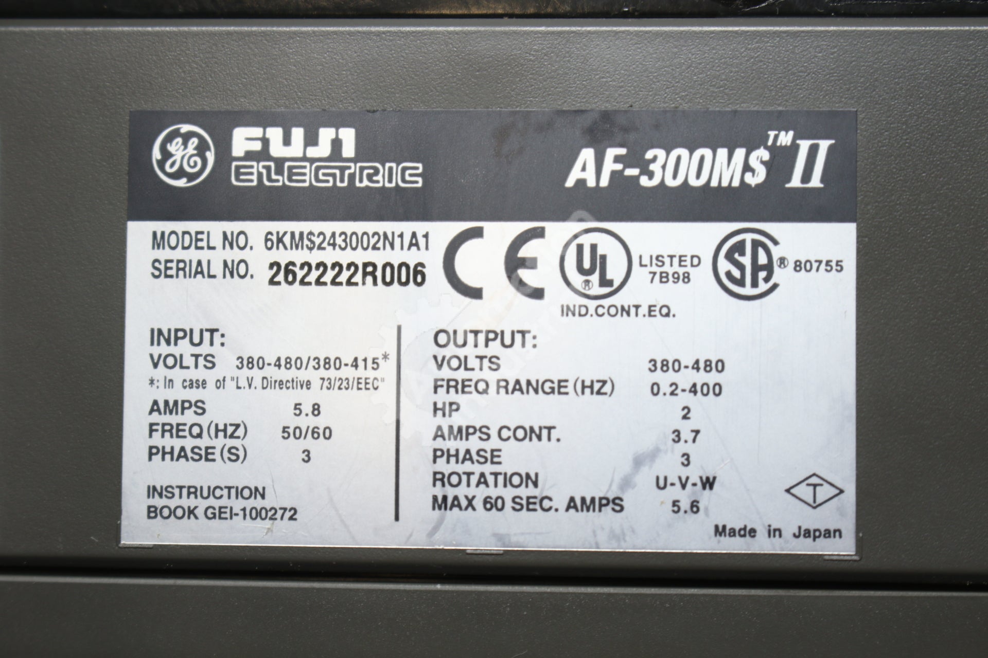 General Electric GE Fuji 6KM$243002N1A1 2HP Drive