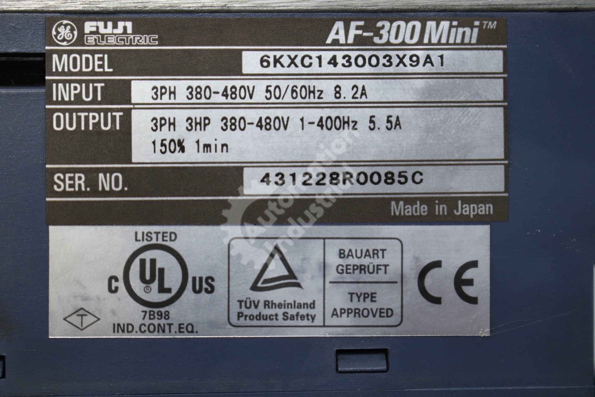 General Electric GE Fuji 6KXC143003X9A1 3HP Drive Missing Cover