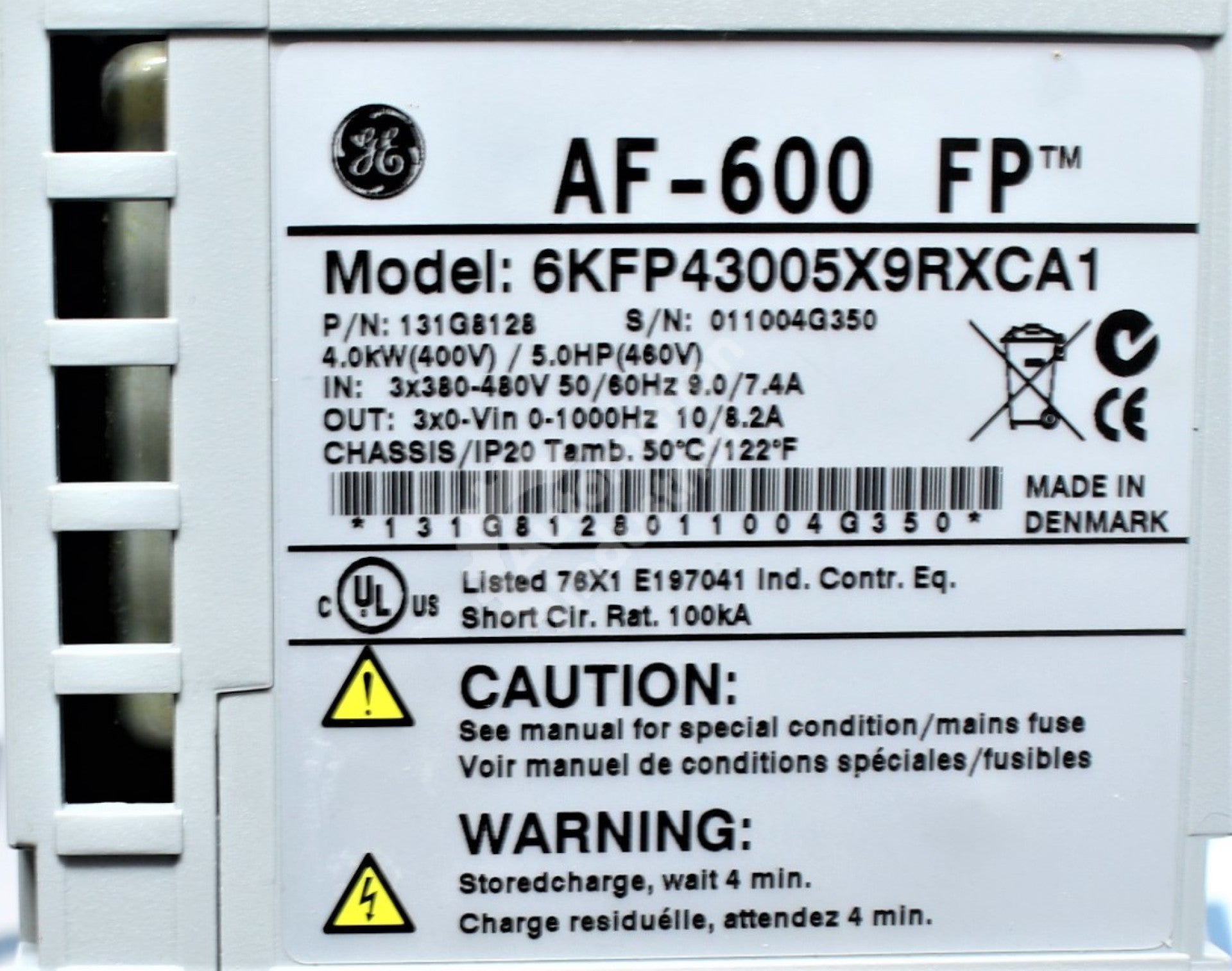 GE General Electric 6KFP43005X9RXCA1 Adjustable Speed Drive AF-600 FP