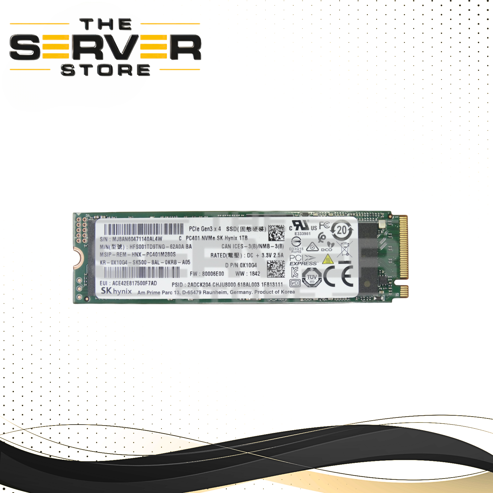 Dell 1TB NVMe 2280 M.2 PCIe Gen 3.0 x4 SSD Hynix PC401 HFS001TD9TNG 0X10G4 X10G4