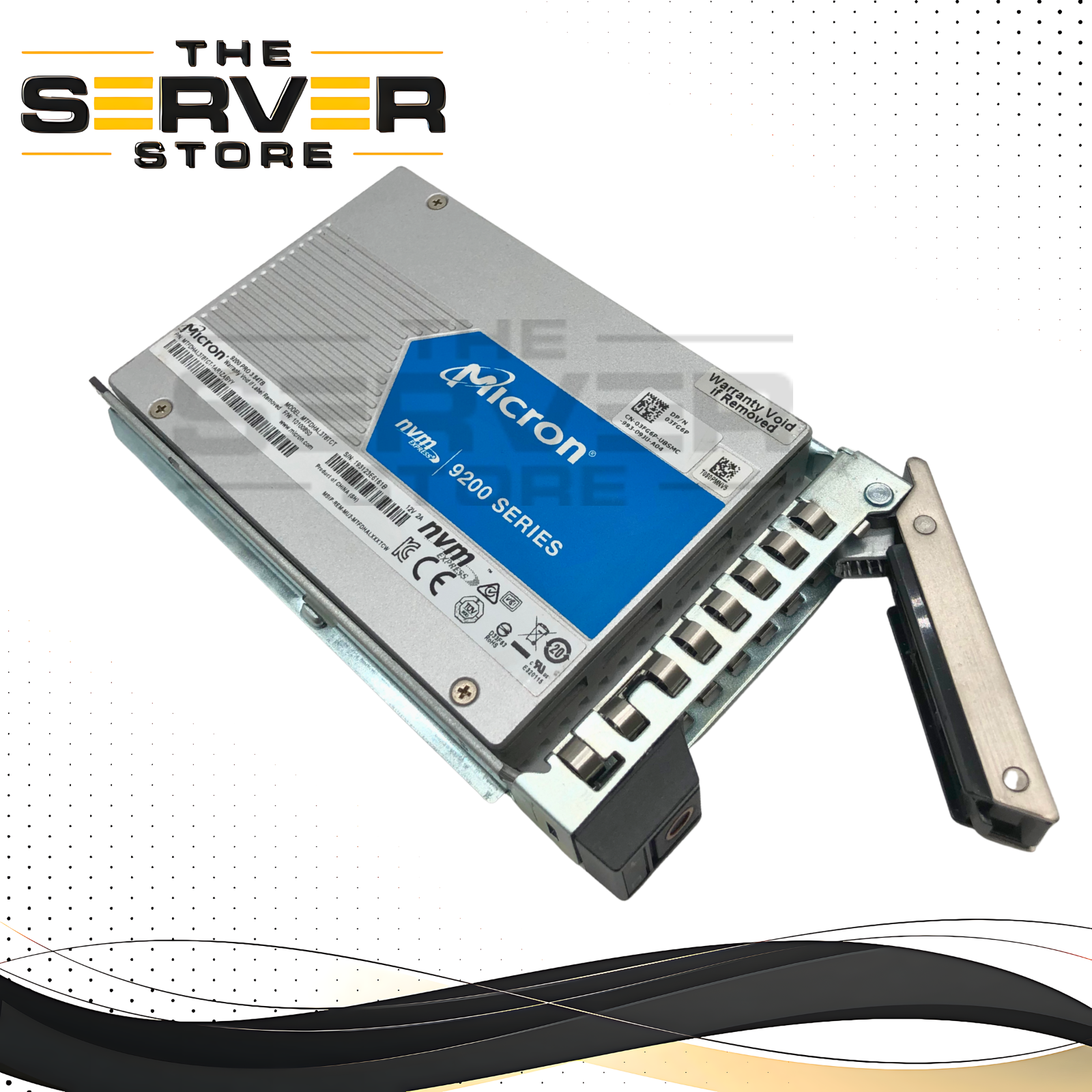 Dell Micron 9200 PRO 3.84TB NVMe U.2 2.5-inch SFF Mixed Use Enterprise Solid State Drive (SSD) in Caddy. P/N: 03FG6P, 3FG6P, MTFDHAL3T8TCT-1AR1ZABYY, MTFDHAL3T8TCT.