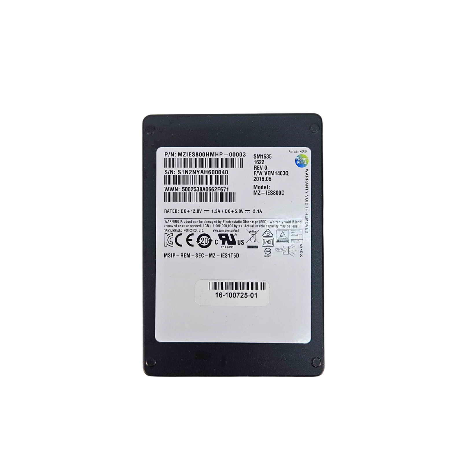 Samsung SM1635 800GB SAS 12Gbs 2 5'' Solid State Drive (MZIES800HMHP)