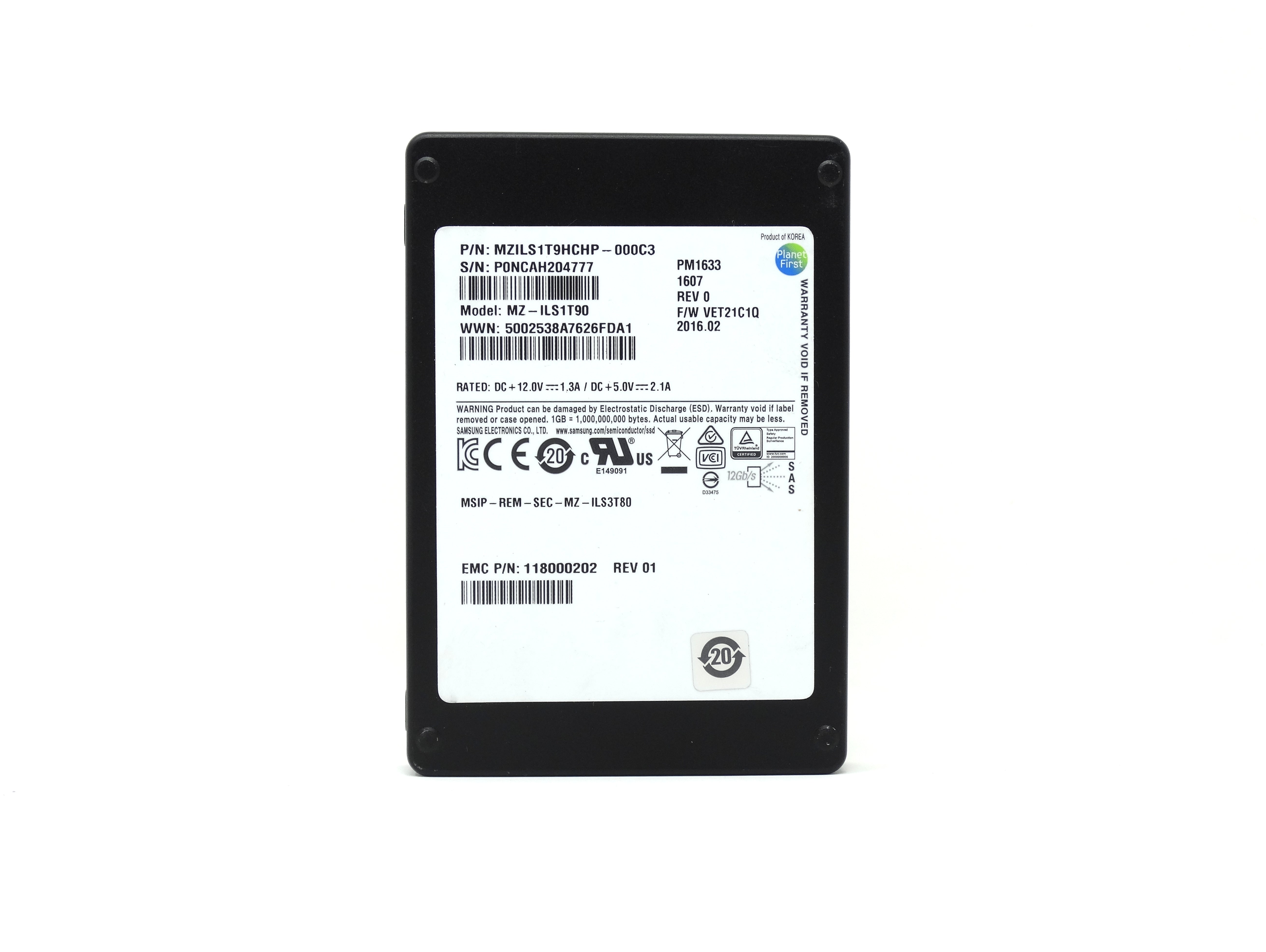 EMC Samsung PM1633 1.92TB 12Gb/s SAS 2.5'' SSD (MZILS1T9HCHP-000C3)
