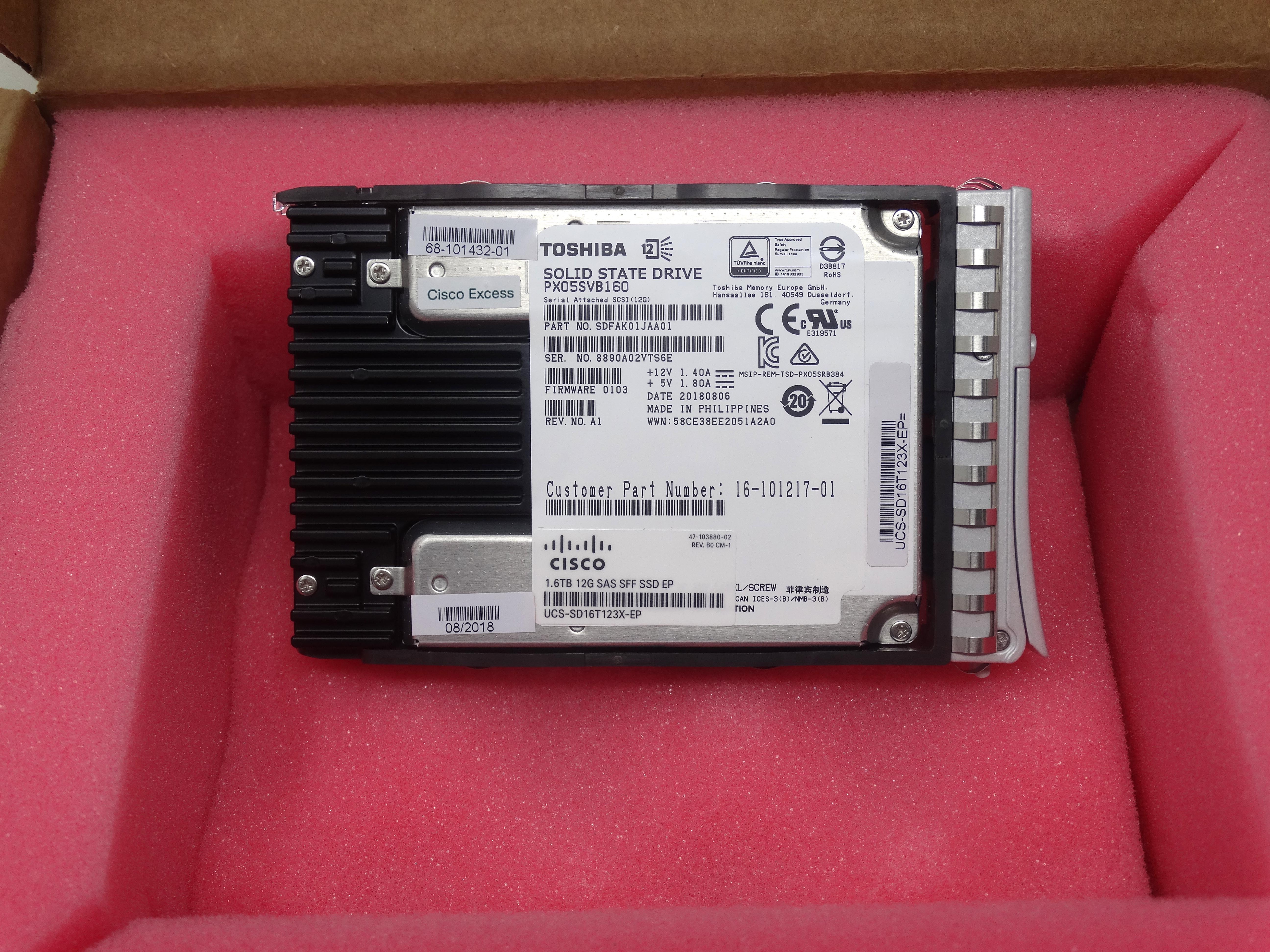 Cisco Enterprise 1.6TB 12Gb/s SAS 2.5'' SSD Solid State Drive (68-101432-01)