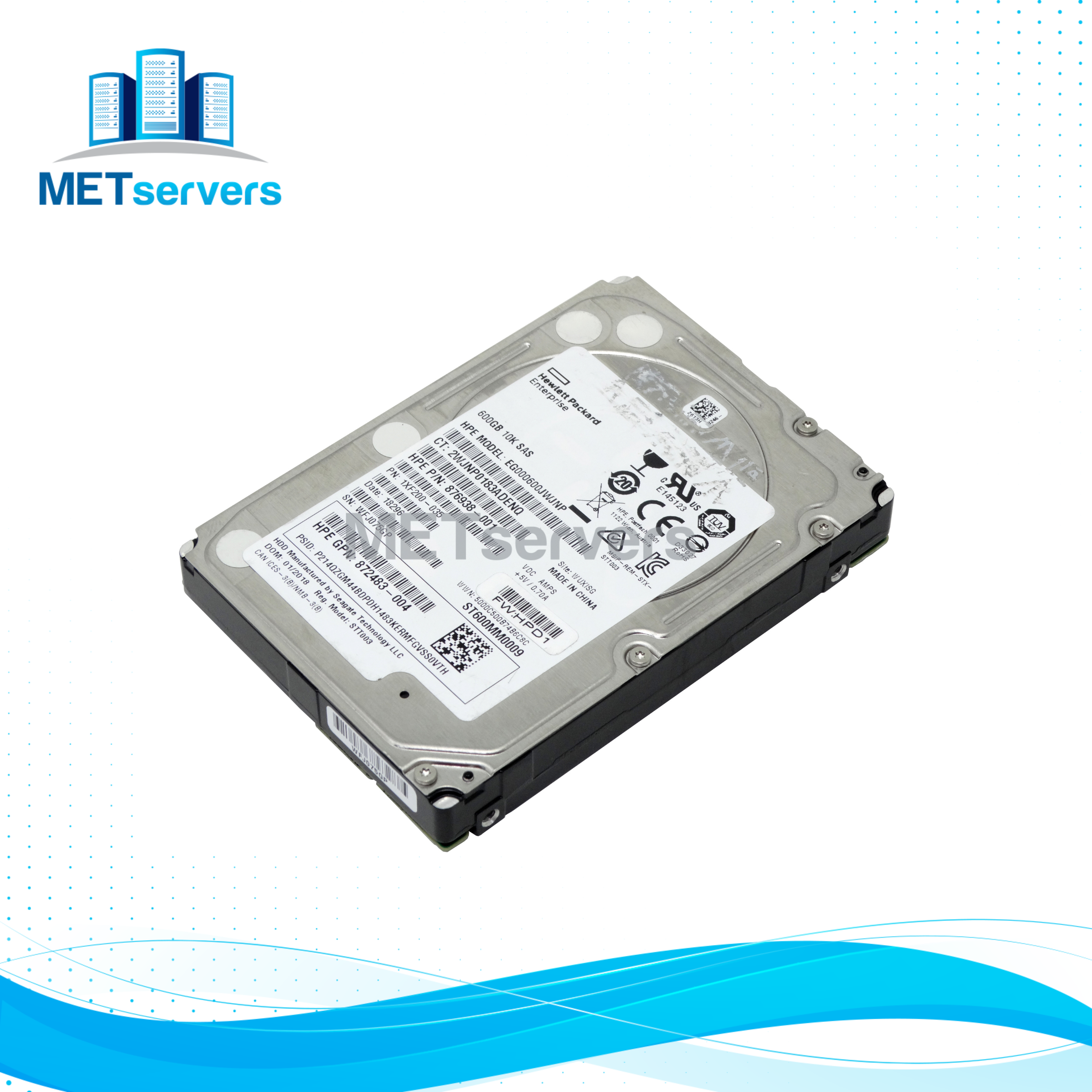 HP Enterprise 600GB 10K RPM 12Gbps SAS 2.5'' SFF HDD Hard Drive (EG000600JWJNP)