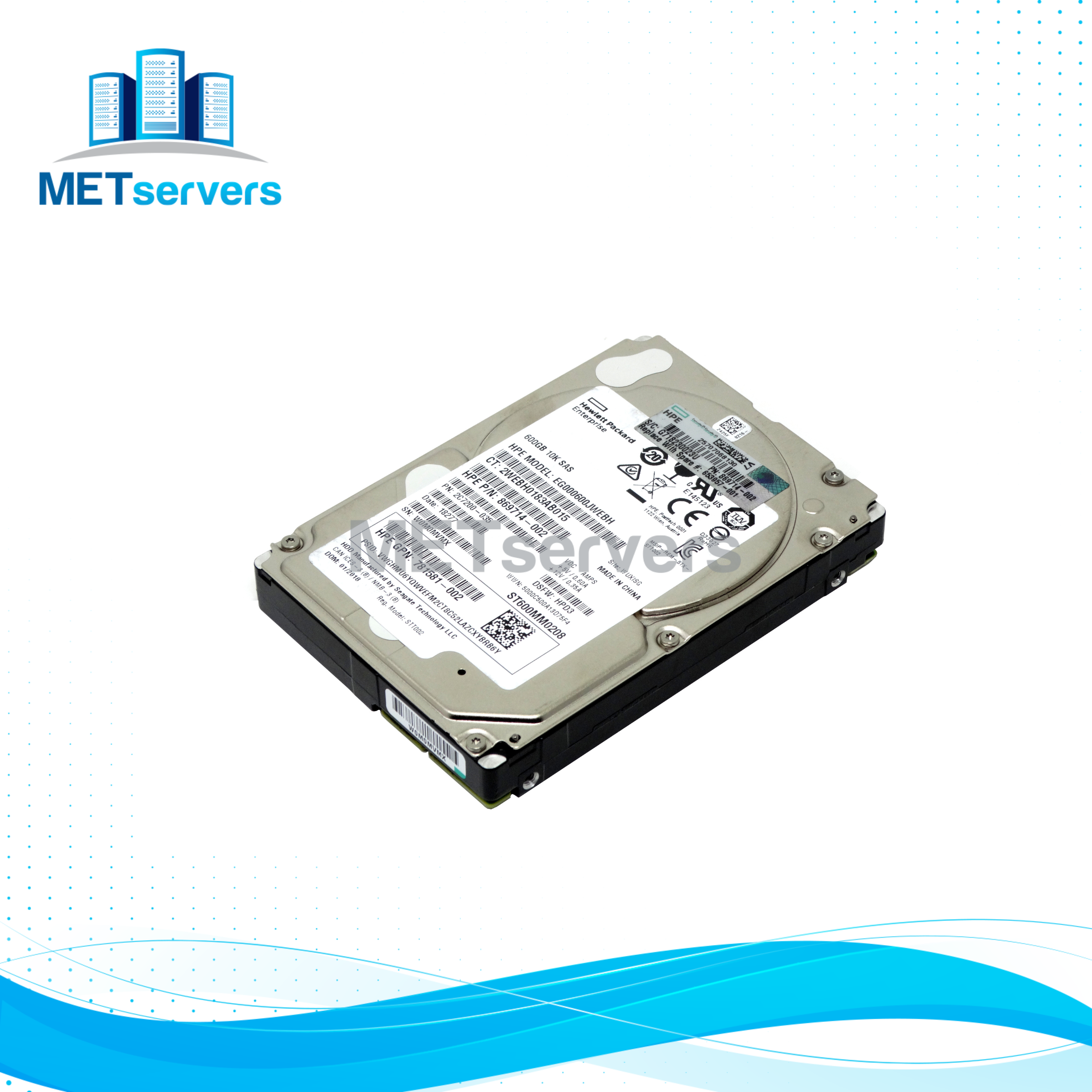 HP Enterprise 600GB 12Gbps 10K RPM SAS 2.5'' SFF HDD Hard Drive (EG000600JWEBH)