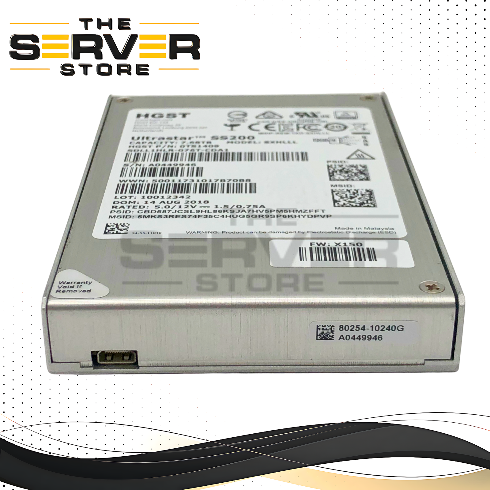 HGST Ultrastar SS200 7.68TB SAS 12Gb/s 2.5-inch SFF Solid State Drive (SSD). P/N: 0TS1409.