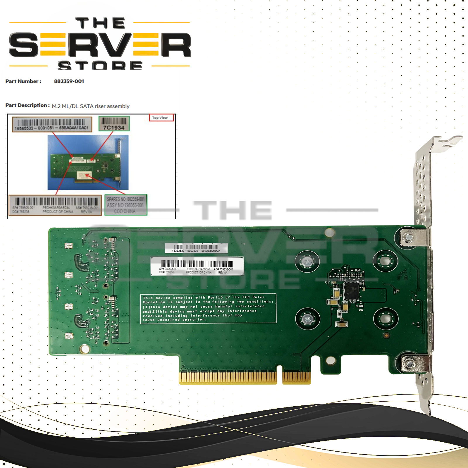 HPE SATA M.2 ML/DL Dual Drive PCIe Riser Card 759238-001