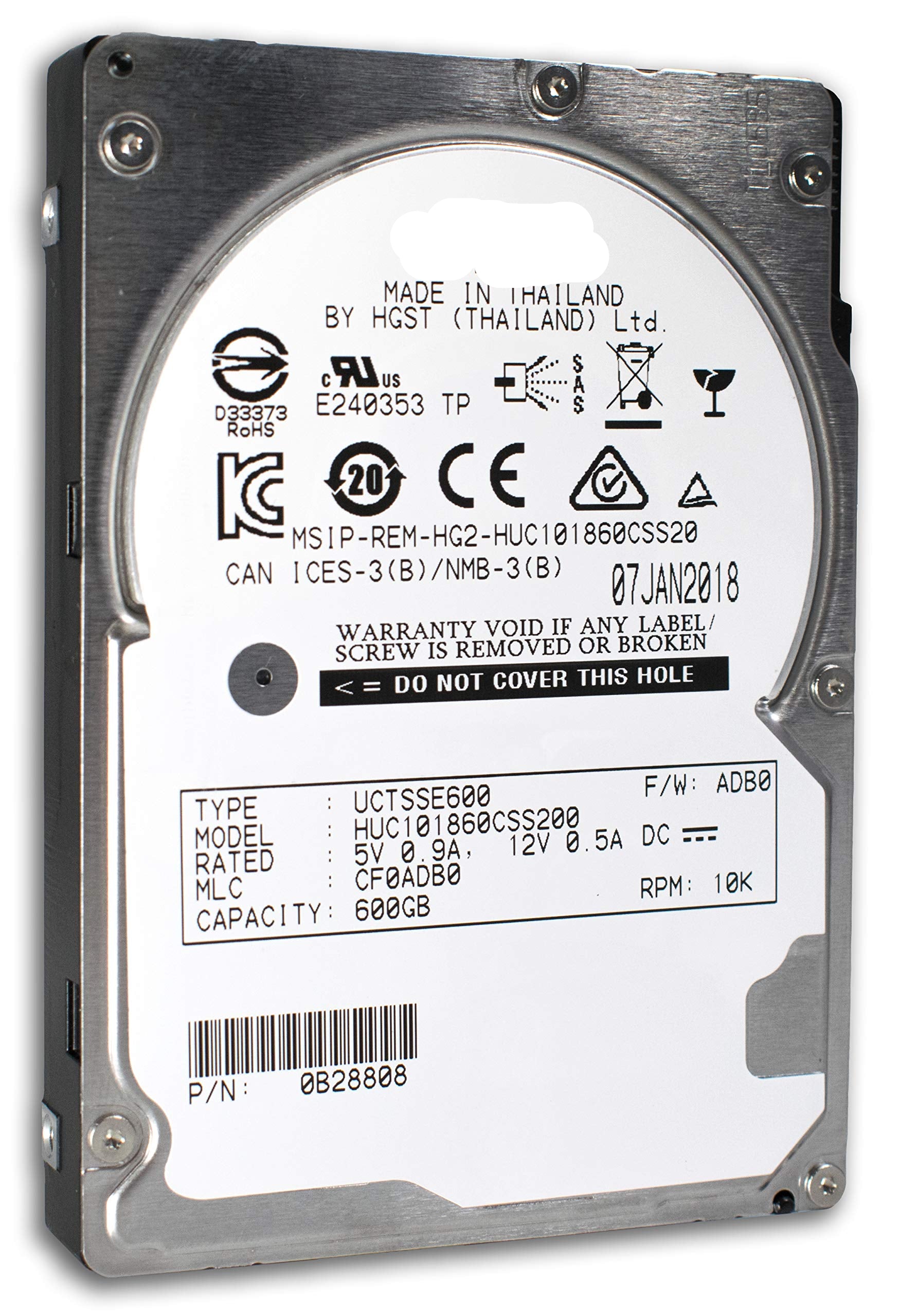 HUC101860CSS200 0B28808 600GB 10K RPM SAS 2.5" 512n ISE Enterprise HDD