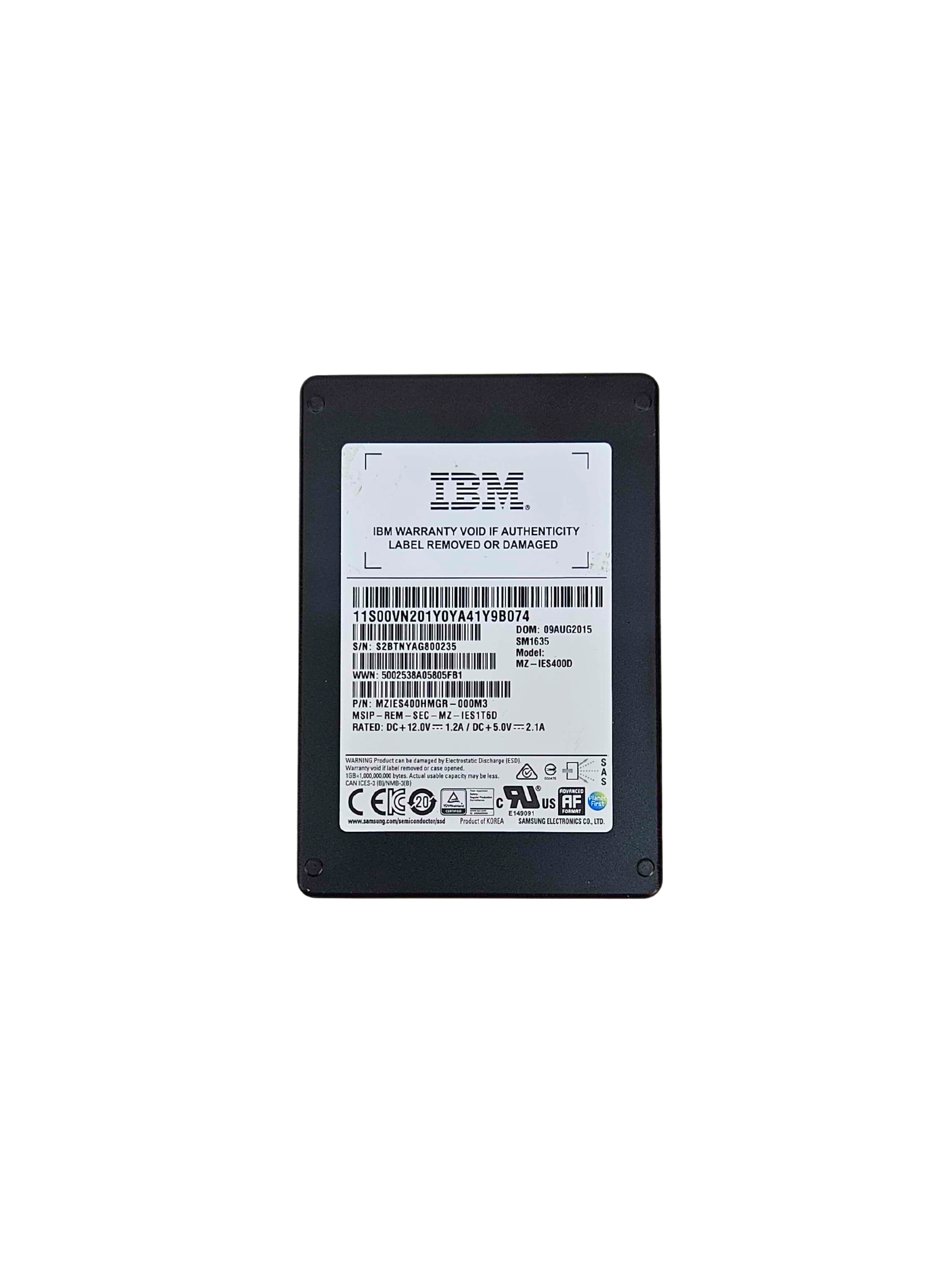 IBM Samsung SM1635 400GB 12Gbps SAS 2.5'' SSD Solid State Drive (MZIES400HMGR-000M3)