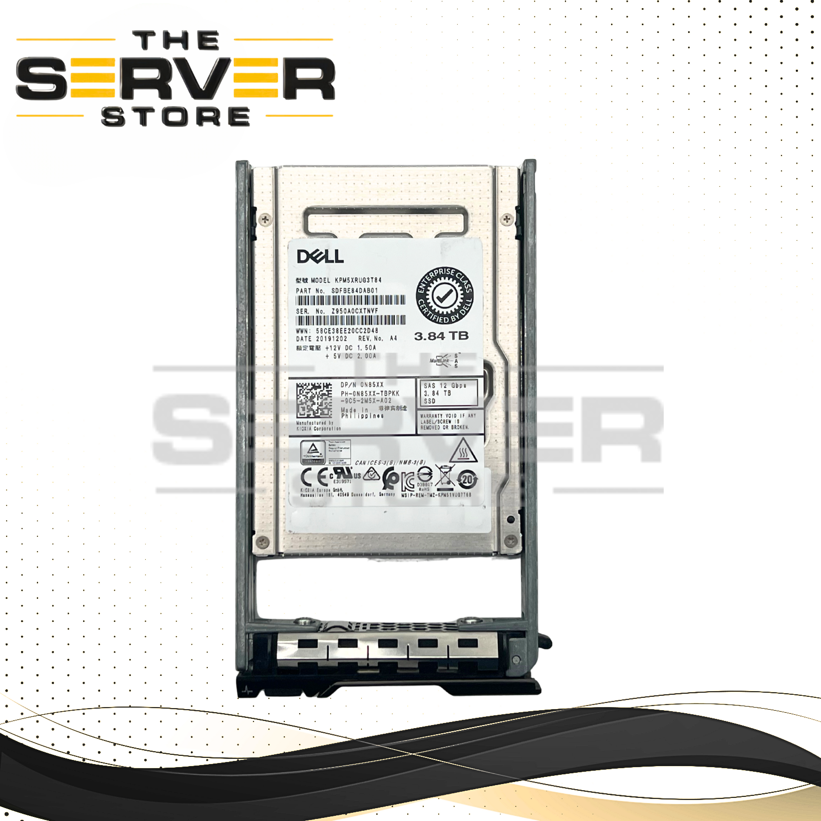 (New Open Box) Dell 3.84TB SAS 12G RI 2.5" SSD Kioxia PM5-R KPM5XRUG3T84 0N85XX N85XX (This listing uses a Dell tray for 14th 13th 12th 11th Generation)
