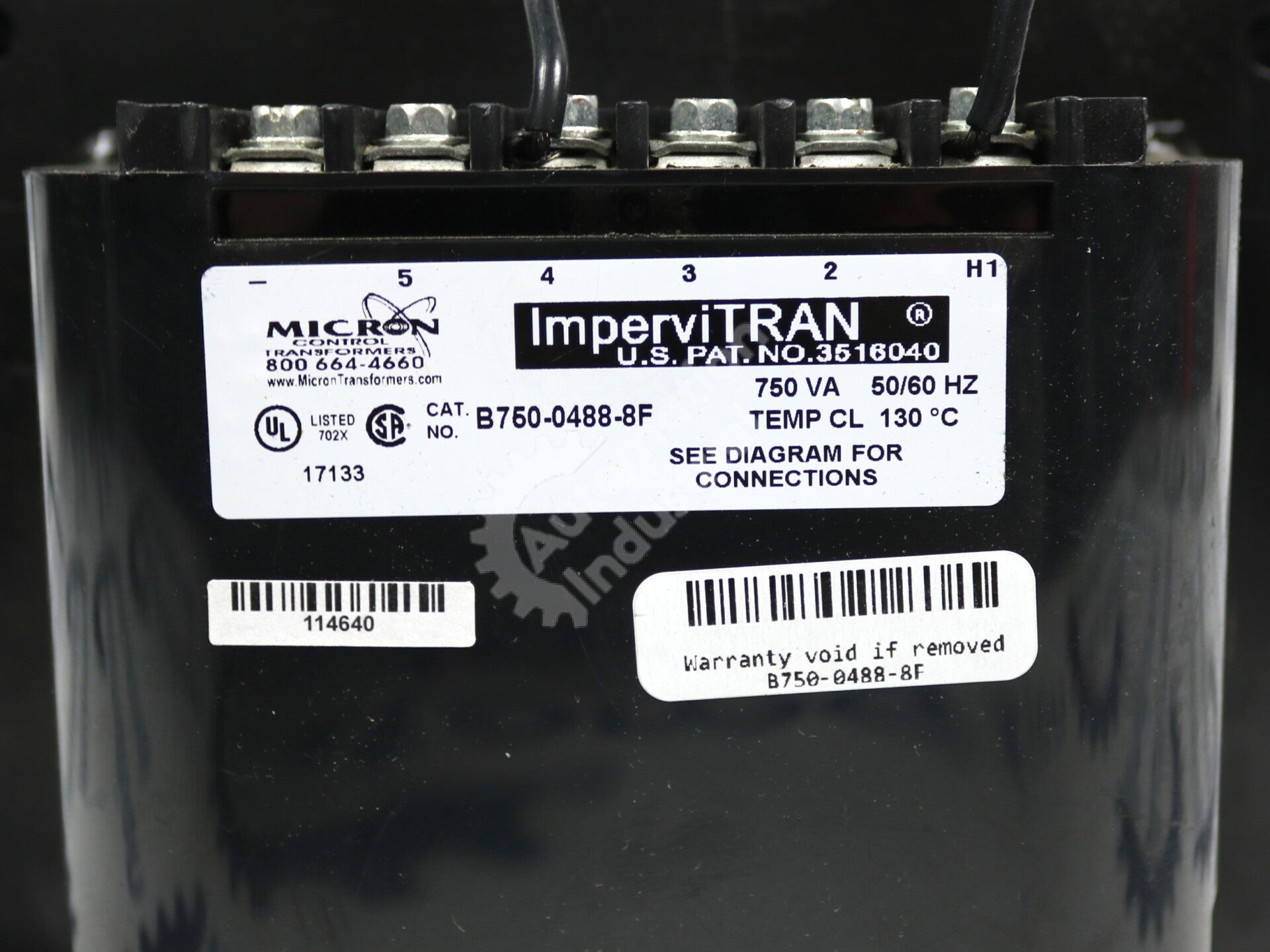B750-0488-8F By Micron 750VA 50/60Hz ImperviTRAN Industrial Control Transformer