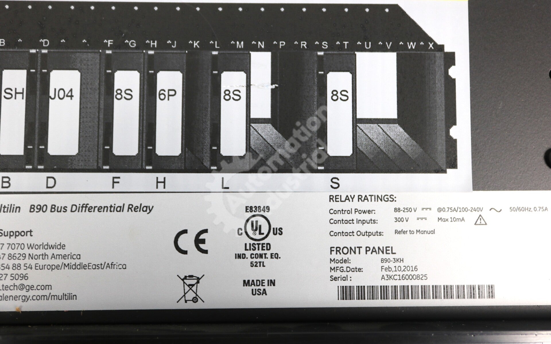 B90-3KH By GE Multilin B90 Bus Differential Relay (No Modules)