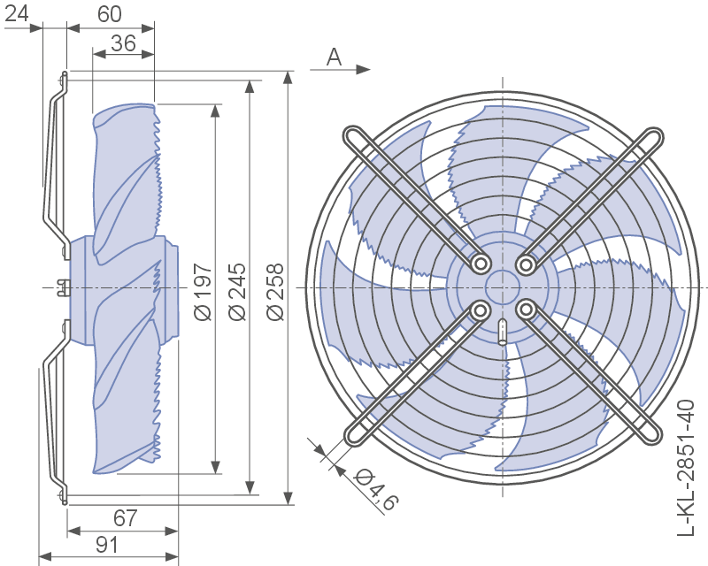 FN025-6IK.OE.V7 MK074-6IK.09.L ZIEHL-ABEGG Axial Fan 0.23kW 200/277V 1.65/1.2A 3000rpm