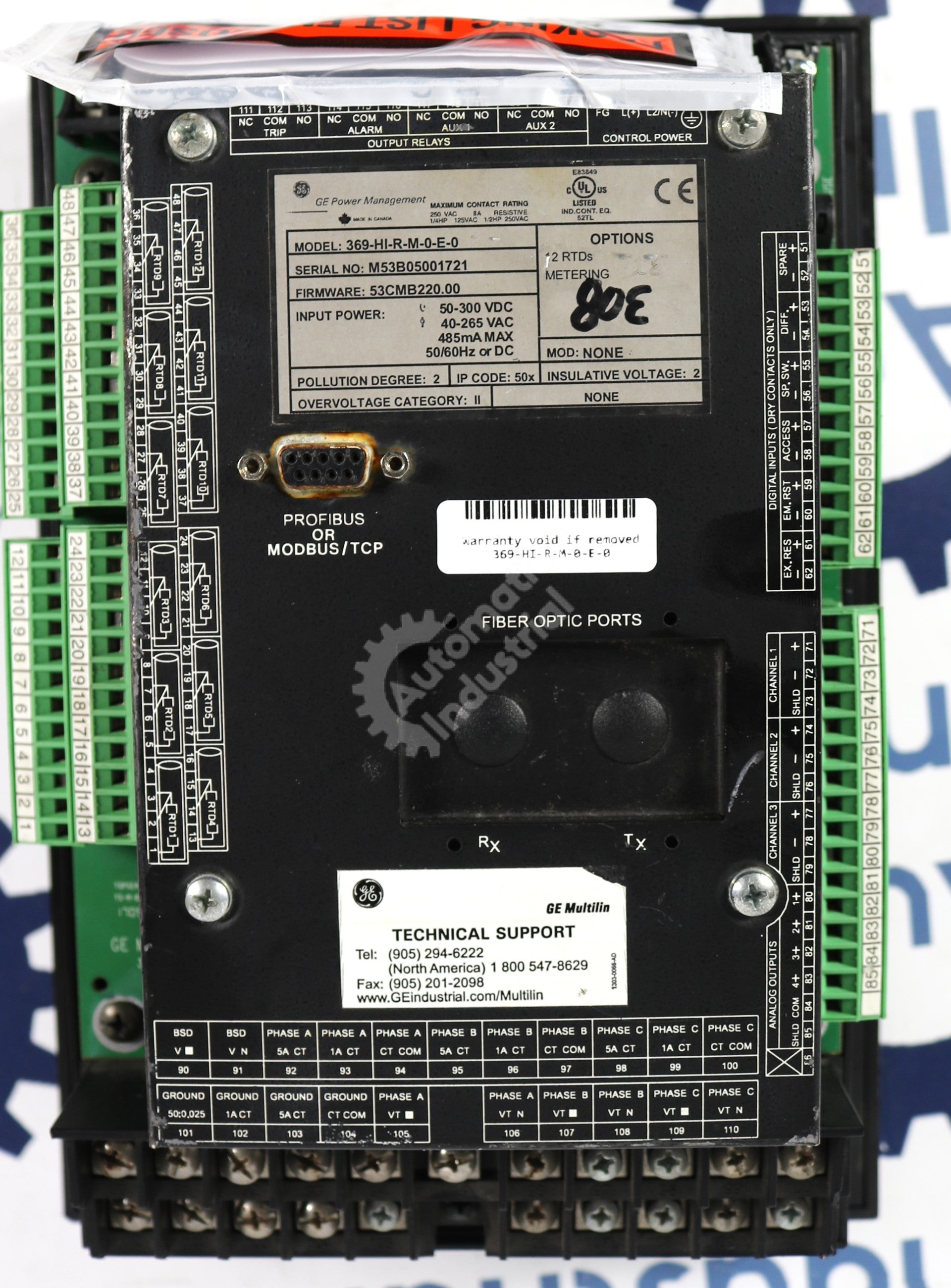 369-HI-R-M-0-E-0 by GE Multilin Motor Protection Relay