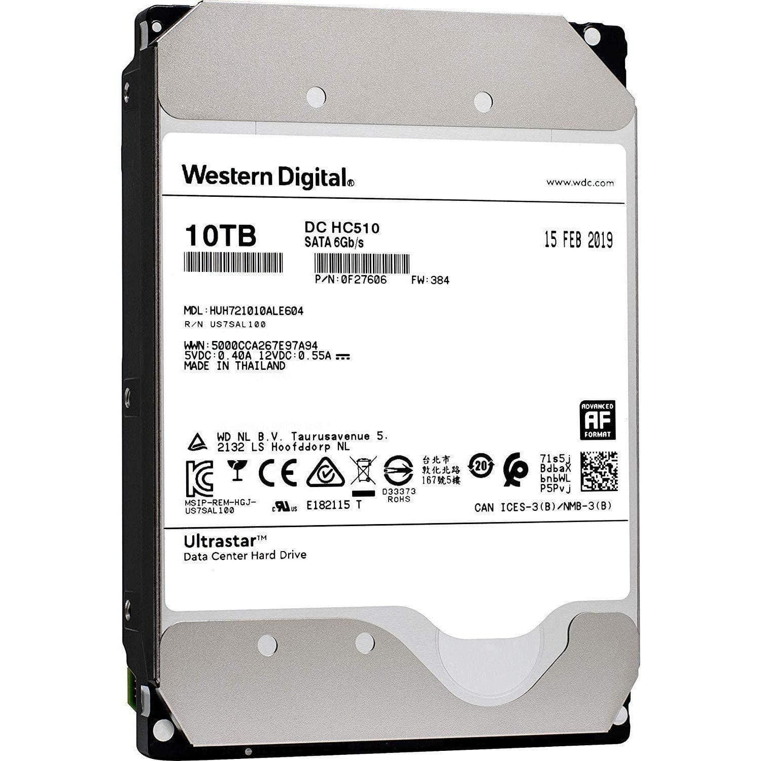 HGST WD Ultrastar DC HC510 10TB 7200 RPM SATA 6Gb/s 3.5" Helium Platform Enterprise Hard Disk Drive - HUH721010ALE604 (0F27606)-FoxTI