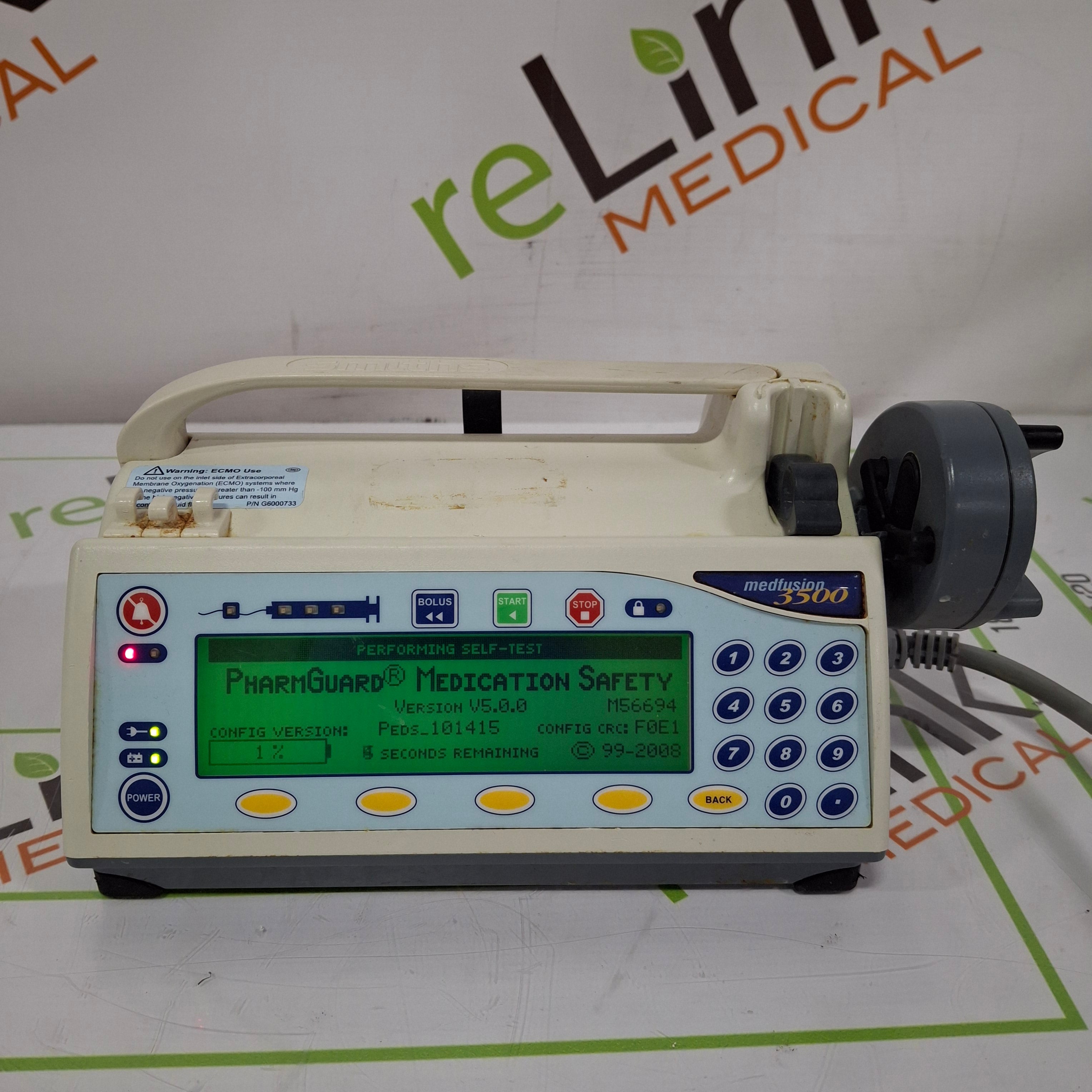 Smiths Medical Medfusion 3500 Version 5 Syringe Infusion Pump