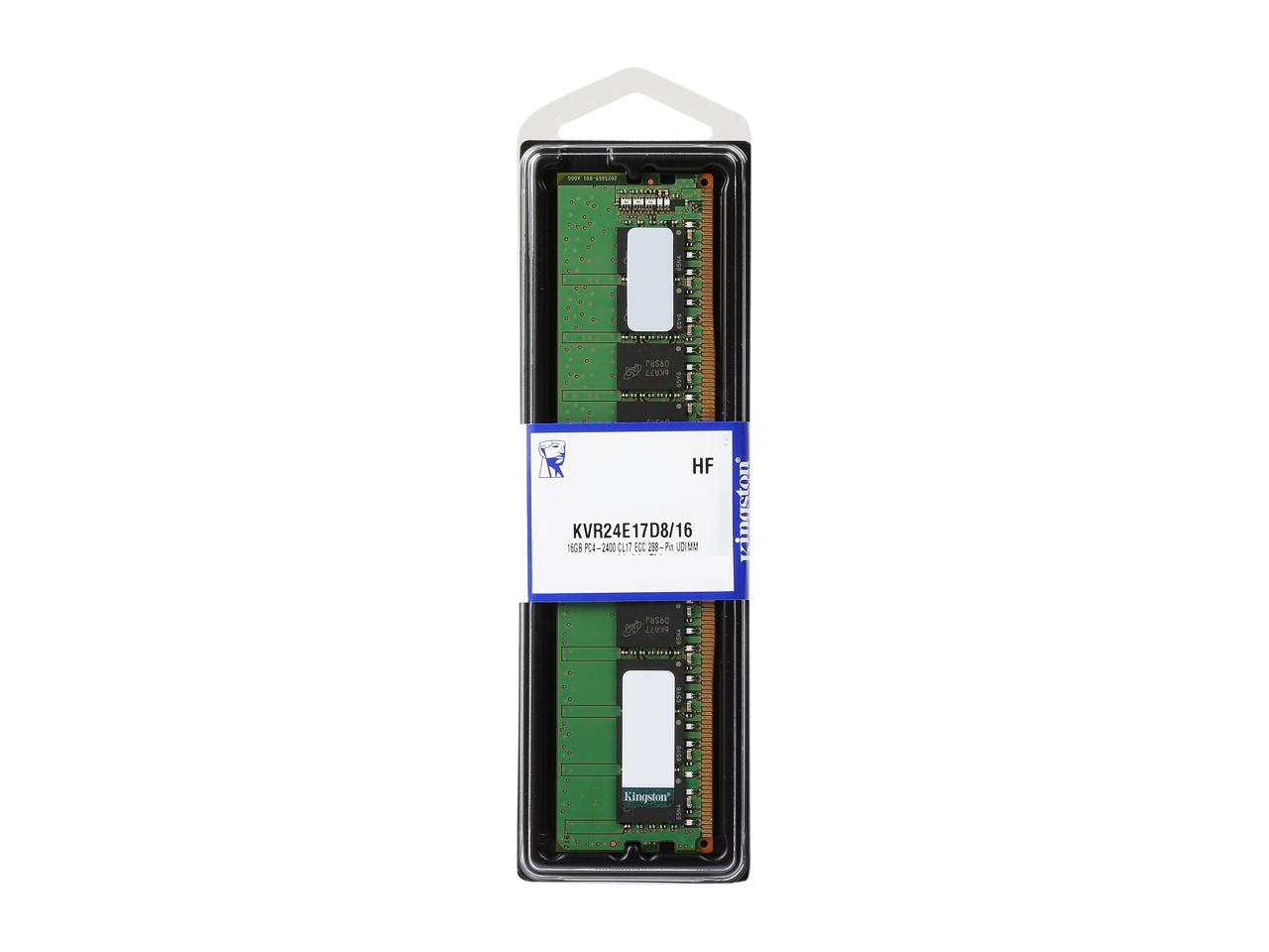 Kingston Technology ValueRAM Memoria de Escritorio ECC DDR4 de 16 GB, 2400 MHz, CL17, DIMM, 2Rx8 (KVR24E17D8/16)