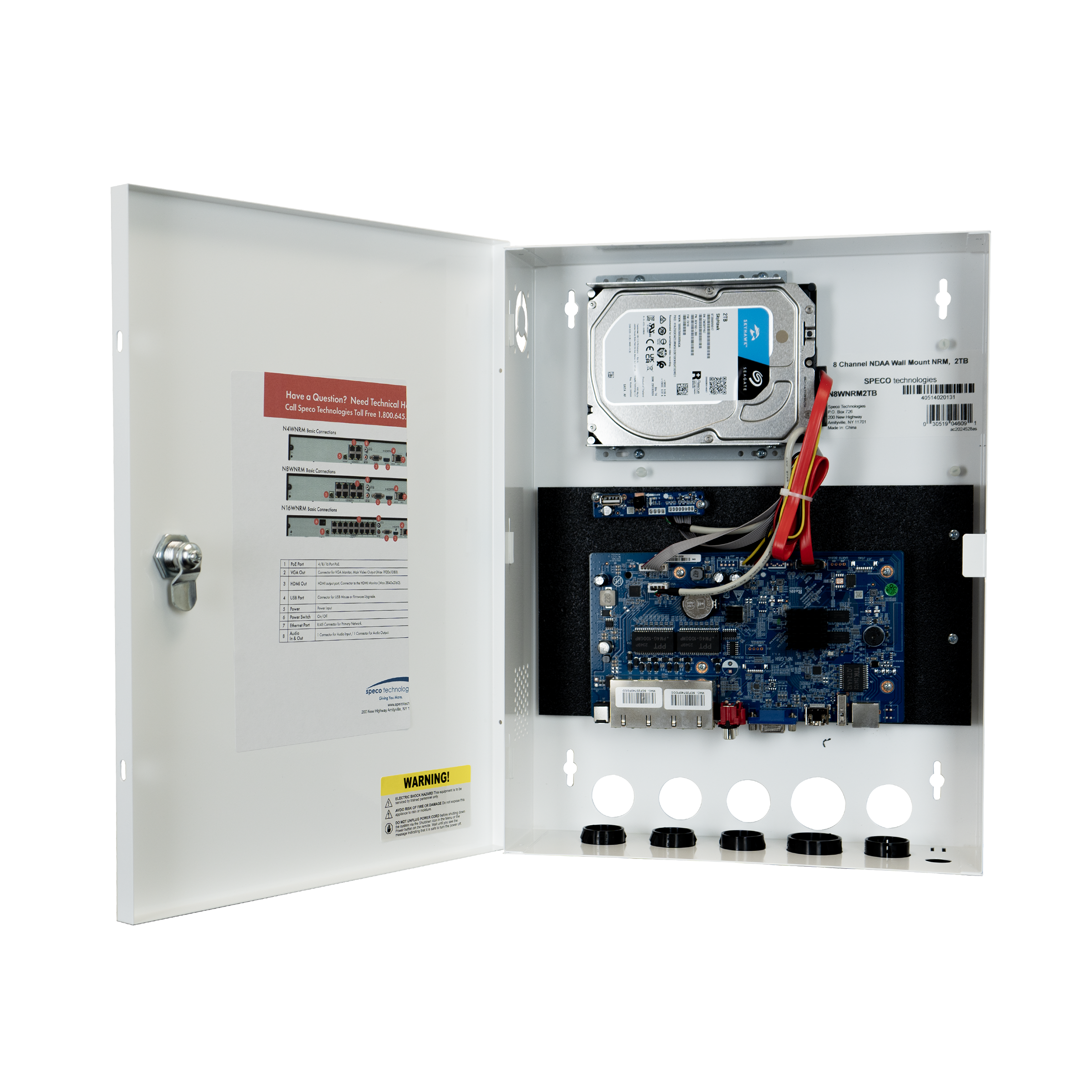 Speco Technologies N4WNRM2TB 4 Channel NDAA Wall Mount NRM