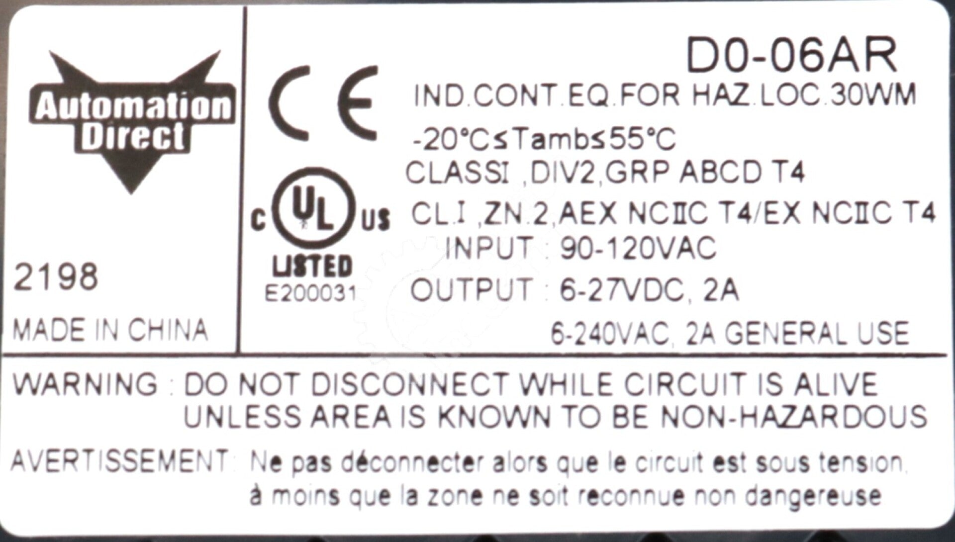D0-06AR By Automation Direct I/O Module DL06 NSFP DirectLOGIC 06