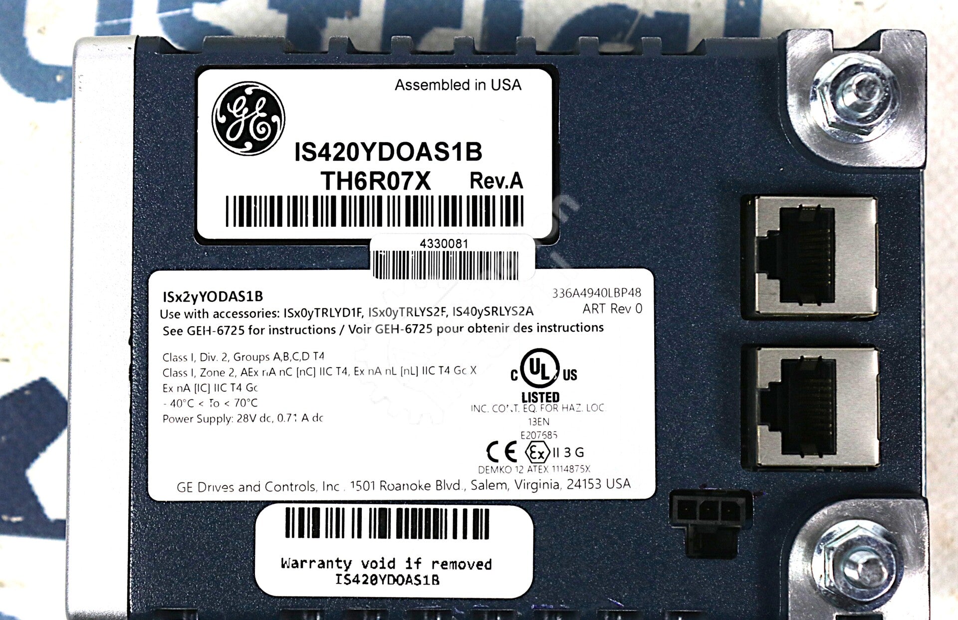 IS420YDOAS1B By GE Mark VIe & Mark VIeS Discrete Output I/O Pack NSFP