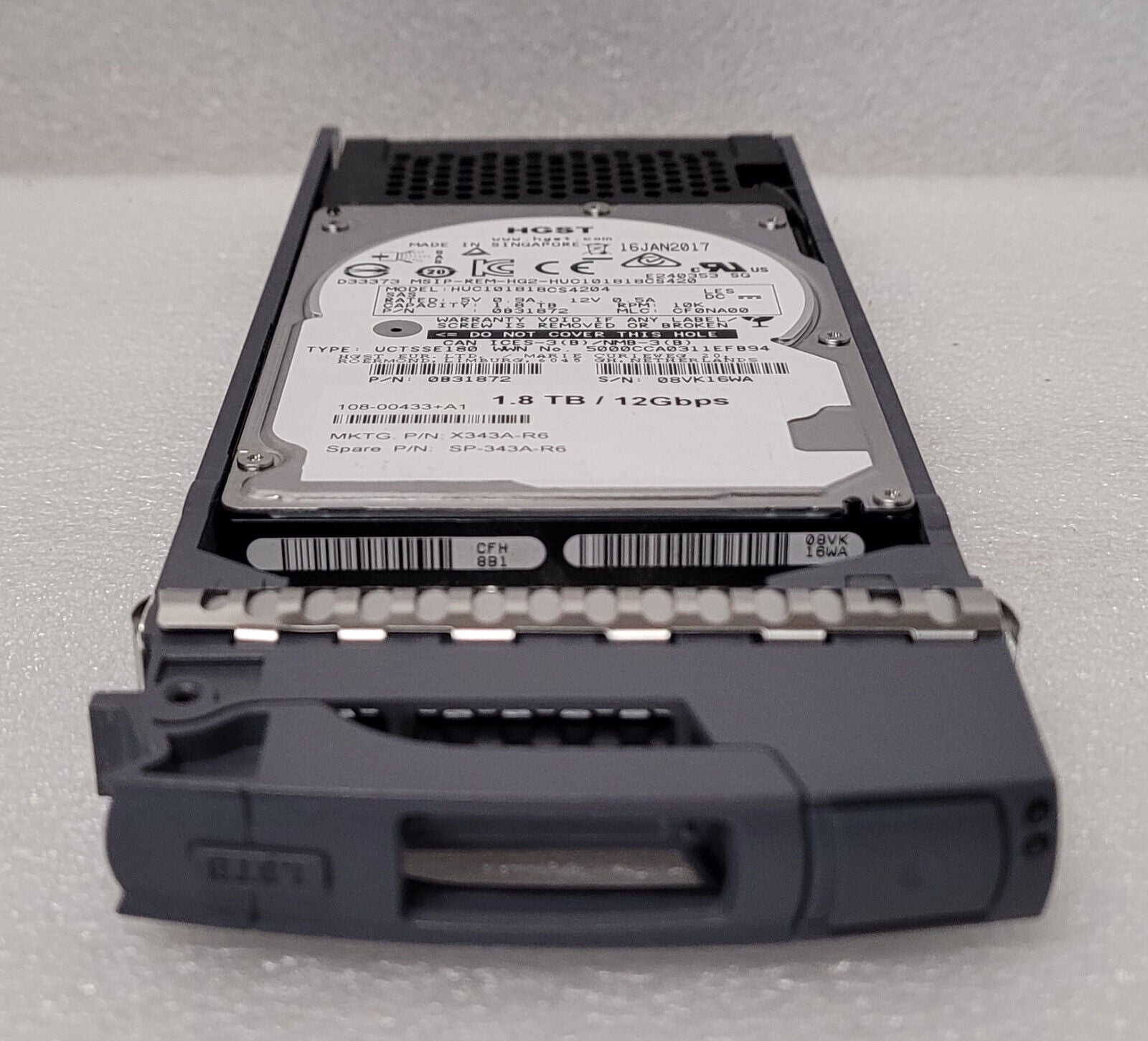 NetApp X343A-R6 1.8TB 10K SAS 12Gbps Hard Drive DS224C DS2246 FAS2750