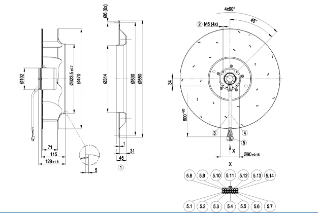 R3G470-AA05-24 EBM-papst 200-240V 1.6A Fan