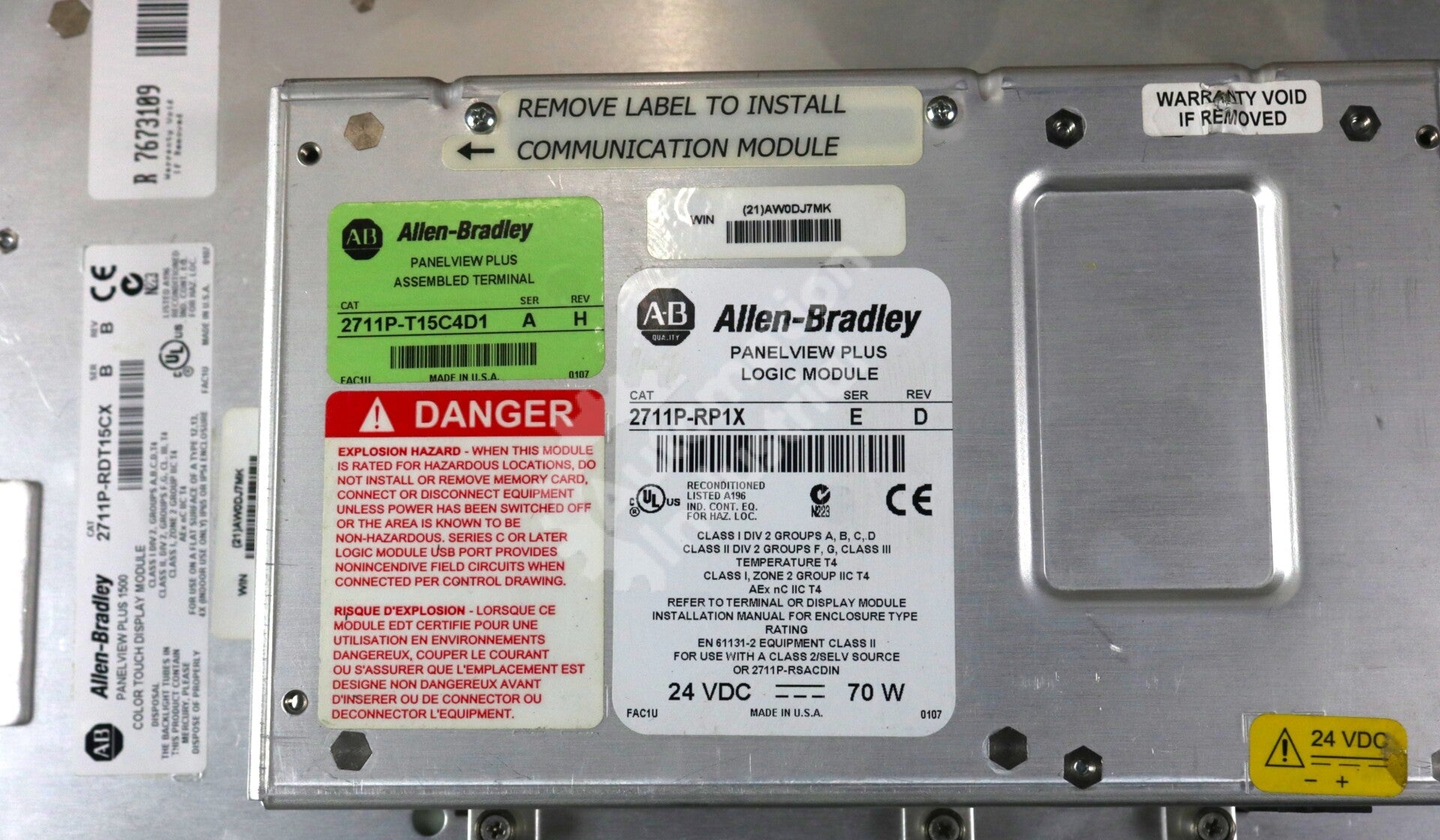 2711P-T15C4D1 By Allen Bradley 2711P-RDT15CX 2711P-RP1X 24VDC 15In Color Panel