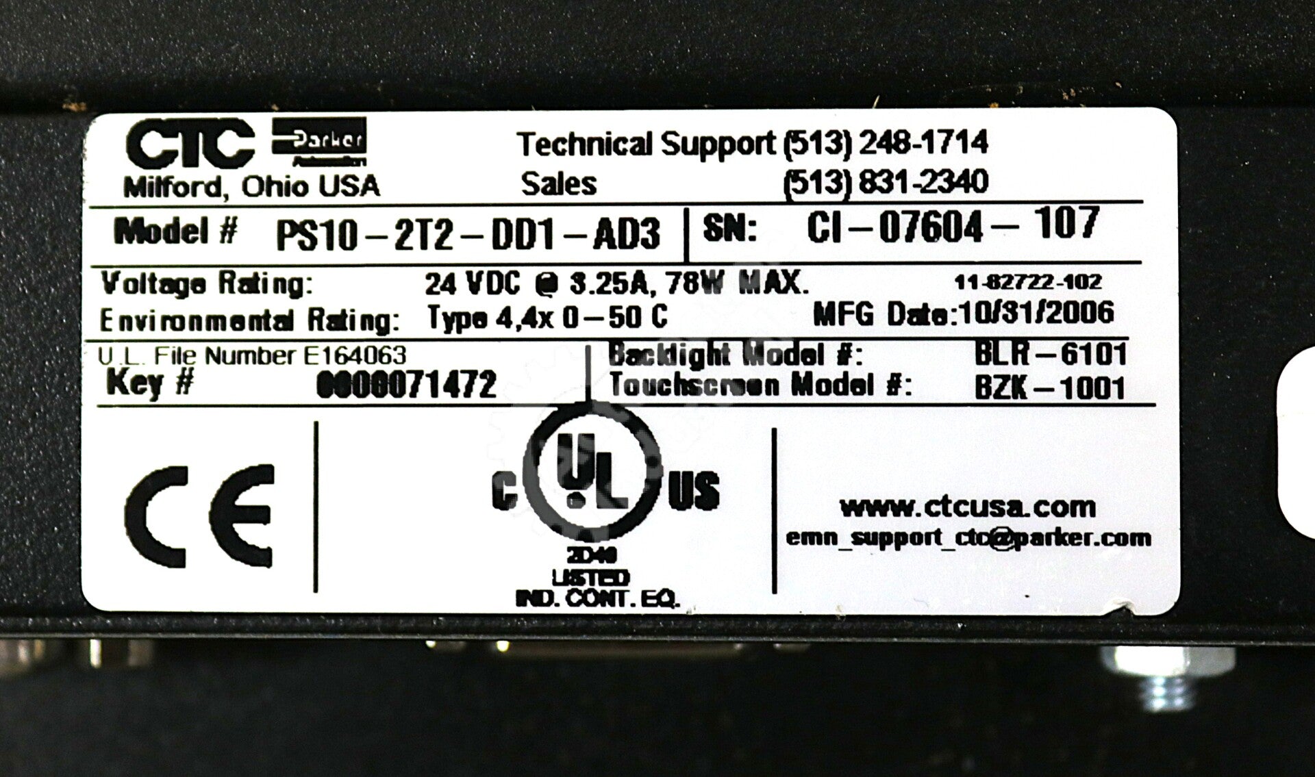PS10-2T2-DD1-AD3 By CTC Parker Automation 10In 24VDC LCD PowerStation