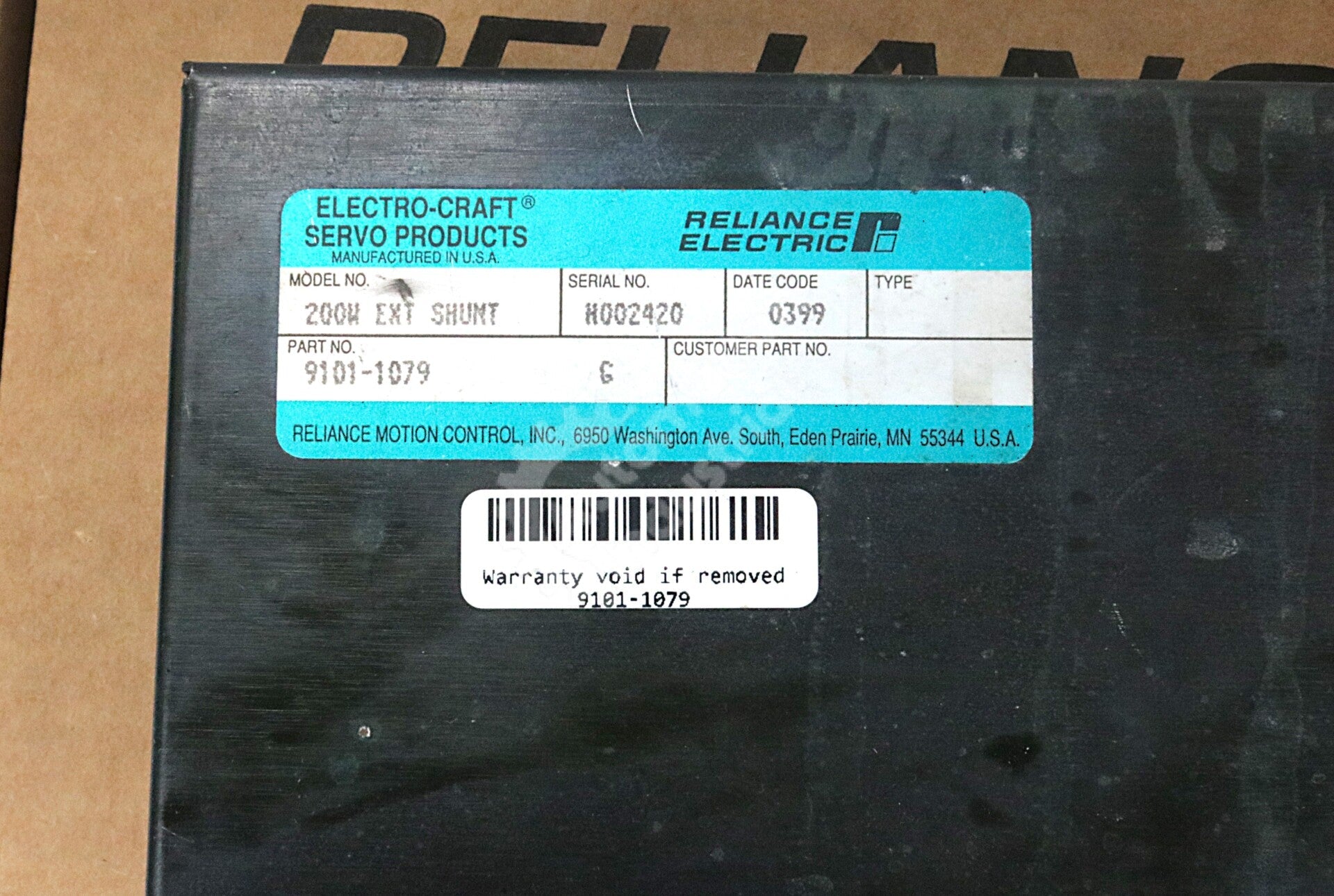9101-1079 By Reliance Electric 200W EXT SHUNT 200W External Shunt Resistor