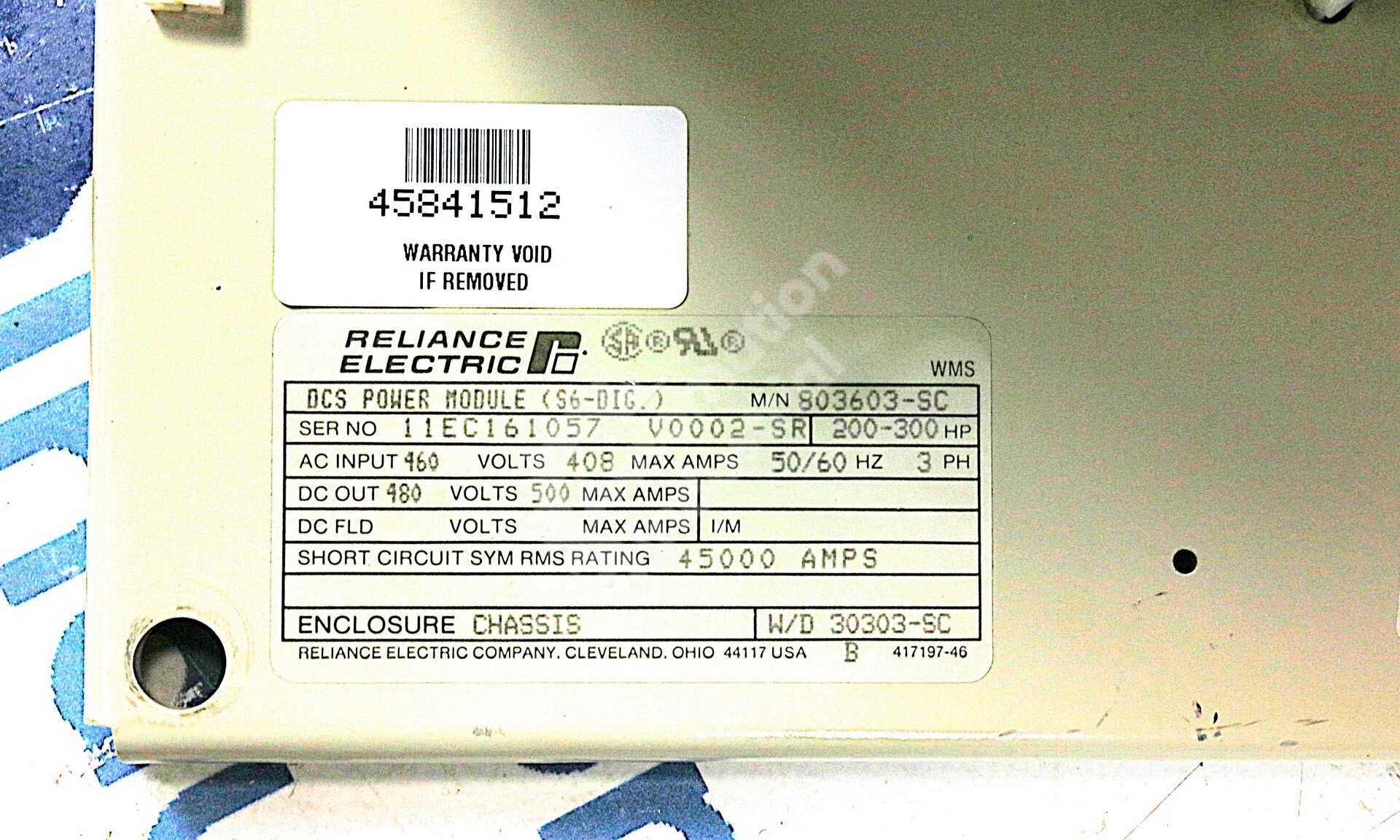 803603-SC By Reliance Electric 460V 30-60HP S6R DCS Power Module