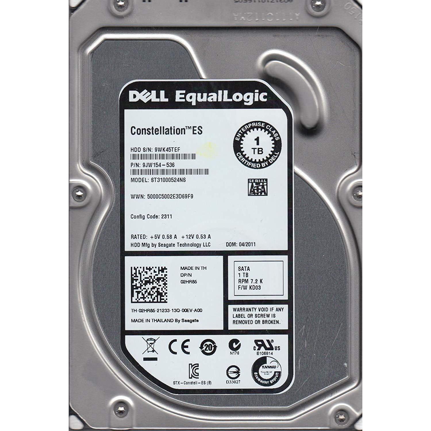 ST31000524NS, 9WK, KRATSG, PN 9JW154-536, FW KD03, Dell 1TB SATA 3.5 Hard Drive-FoxTI