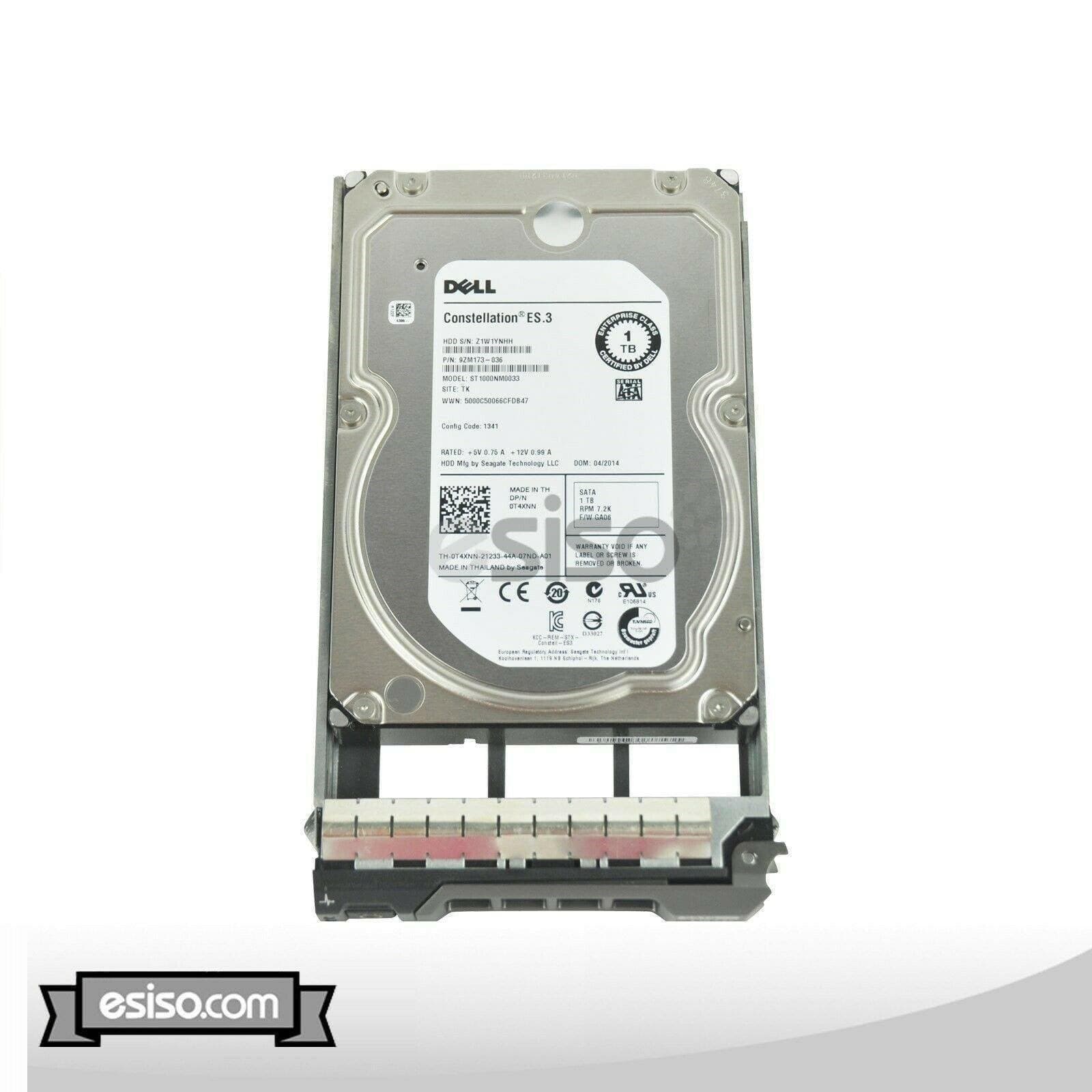 T4XNN ST1000NM0033 DELL 1TB 7.2K 6G LFF SATA ENT HDD FOR R410 R415 R420 R510-FoxTI