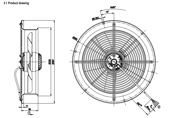 W2E300-CC47-01 ebmpapst AC Axial Fan 397mm 230VAC