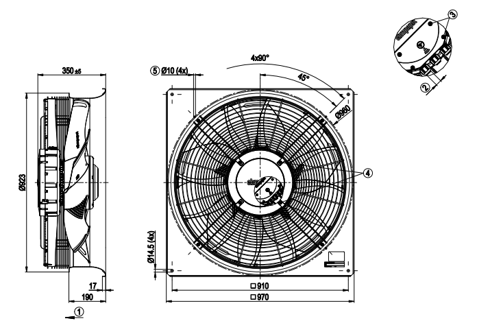 W3G800-LV05-03 ebm papst fan 3.5KW 5.3A