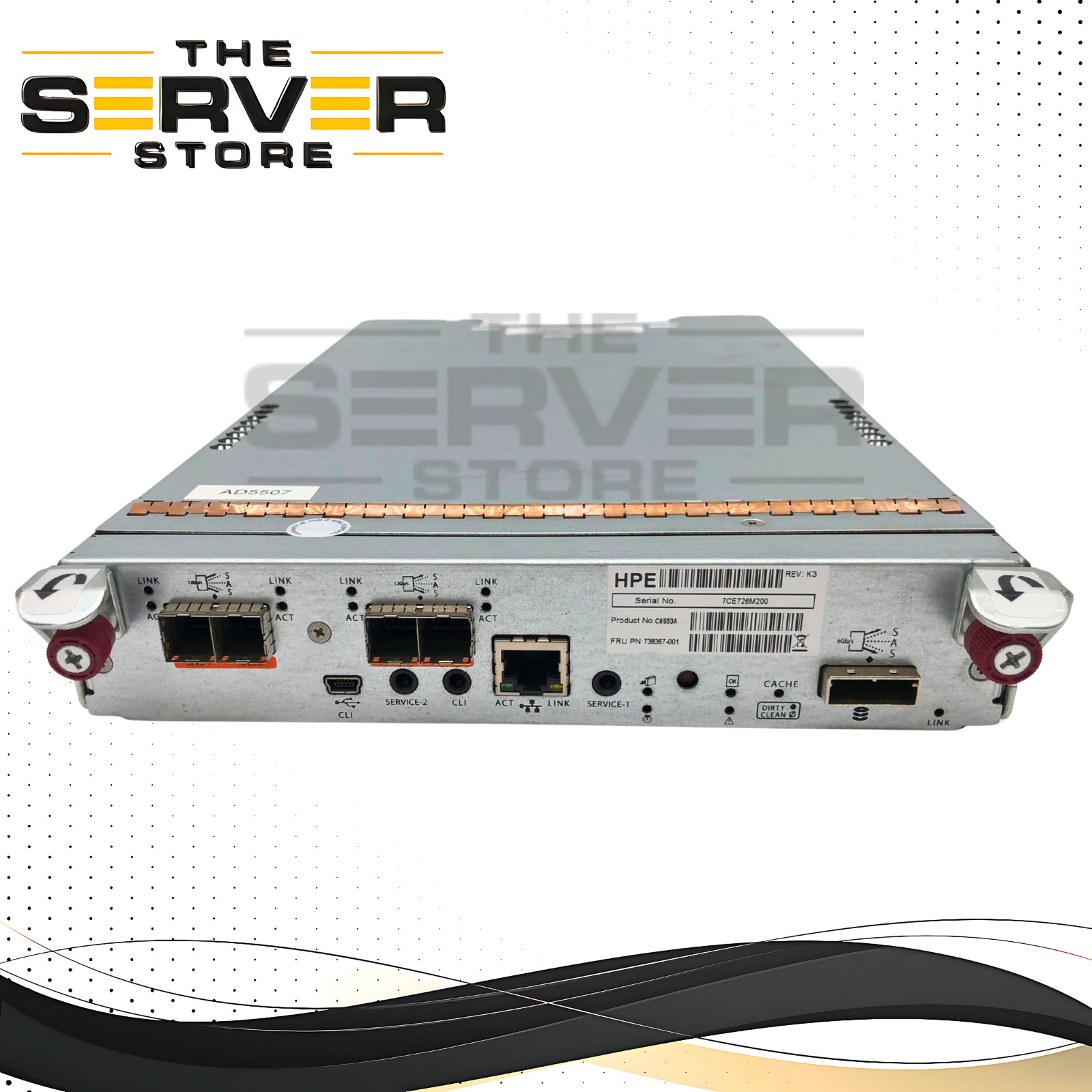 HPE MSA 2040 12Gb Dual SAS Controller Module for MSA 1040/2040/2042 Storage Arrays. P/N: C8S53A, 81-00000078-00-09 REV: F, 738367-001.