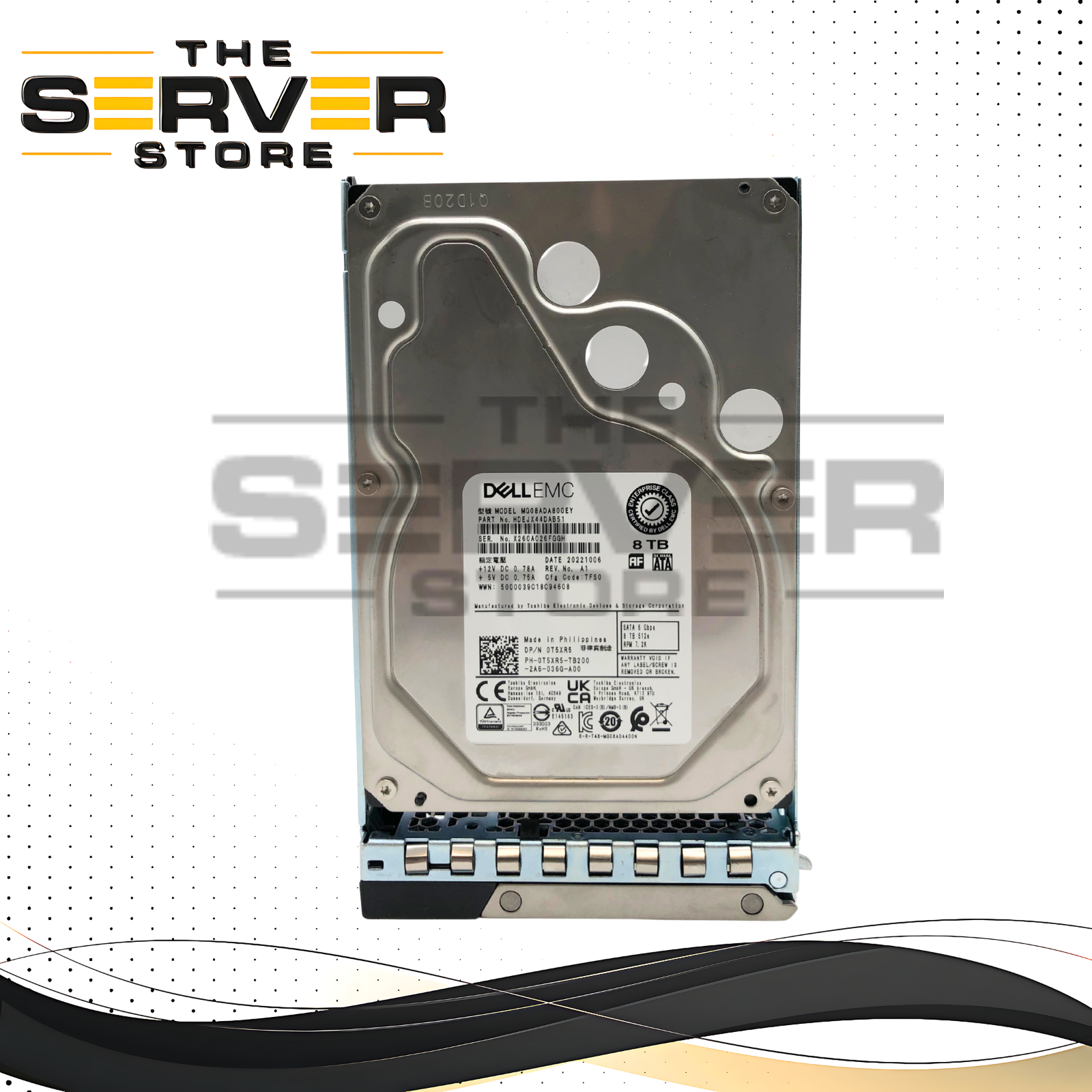 Dell Toshiba 8TB 7.2K 6Gb/s SATA 3.5" 512e Enterprise HDD MG08ADA800EY T5XR5 0T5XR5 HDEJX44DAB51