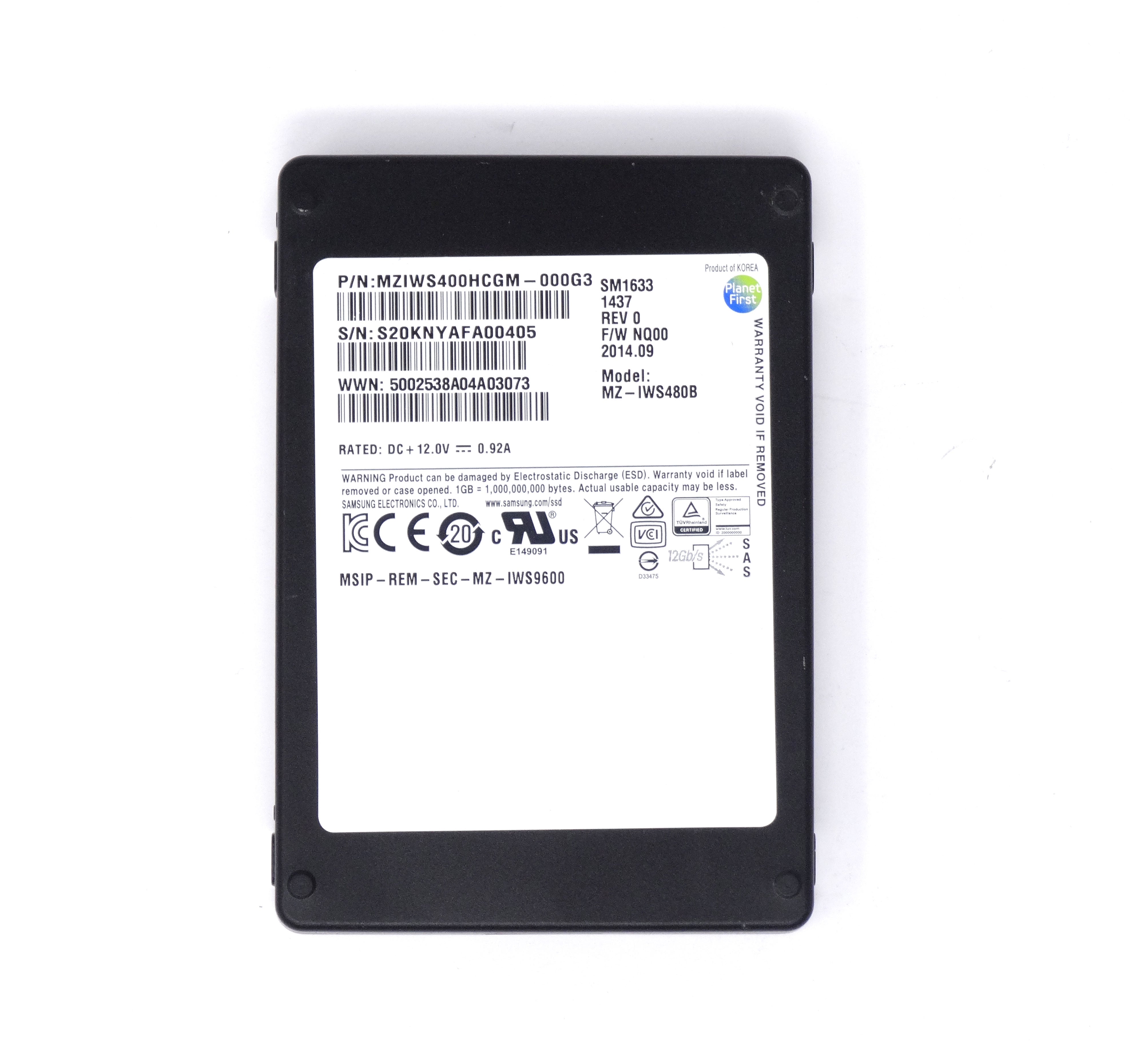 Samsung SM1633 Series 400GB SAS 2.5" Solid State Drive (MZ-IWS480B)
