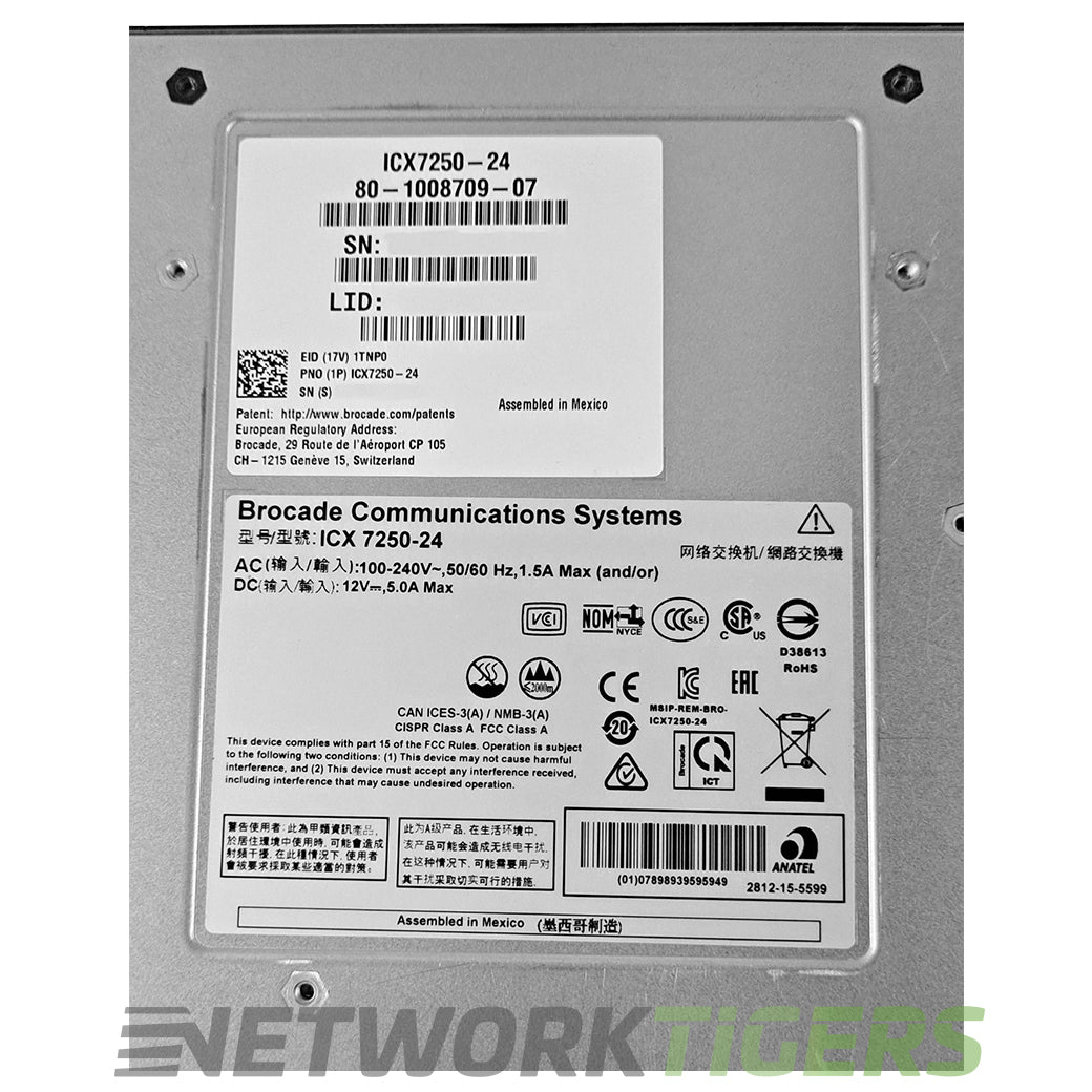 NEW Ruckus Brocade ICX7250-24 24x 1GB RJ45 8x 1GB SFP Side-to-Back Air Switch