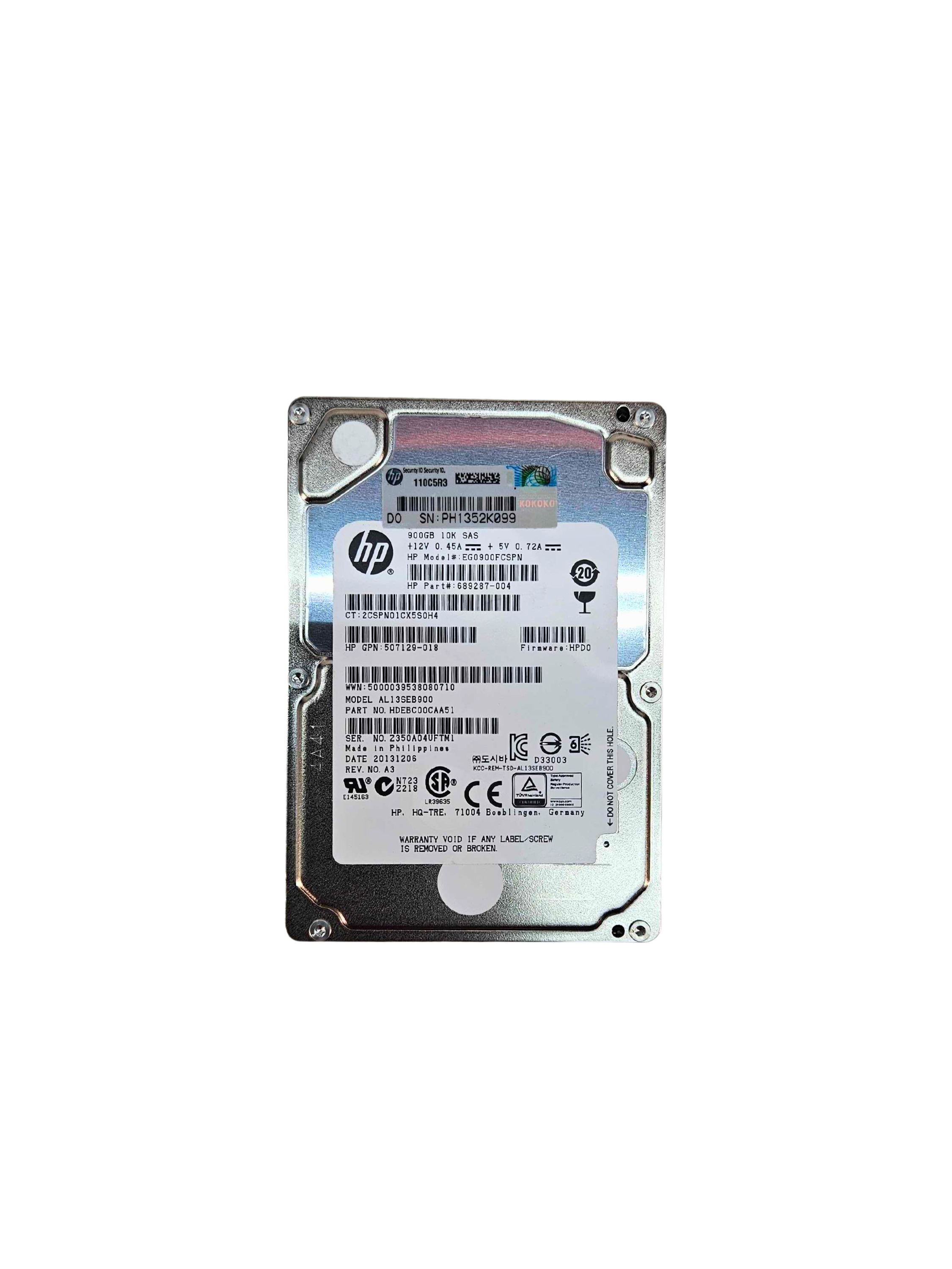 900GB 10K 6Gb 2.5" SAS HDD AL13SEB900 (EG0900FCSPN)