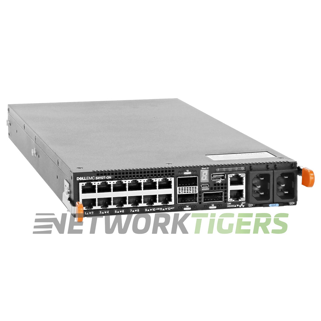 Dell S4112T-ON-RA 12x 10GB Copper 3x 100GB QSFP28 B-F Air AC OS10 Switch